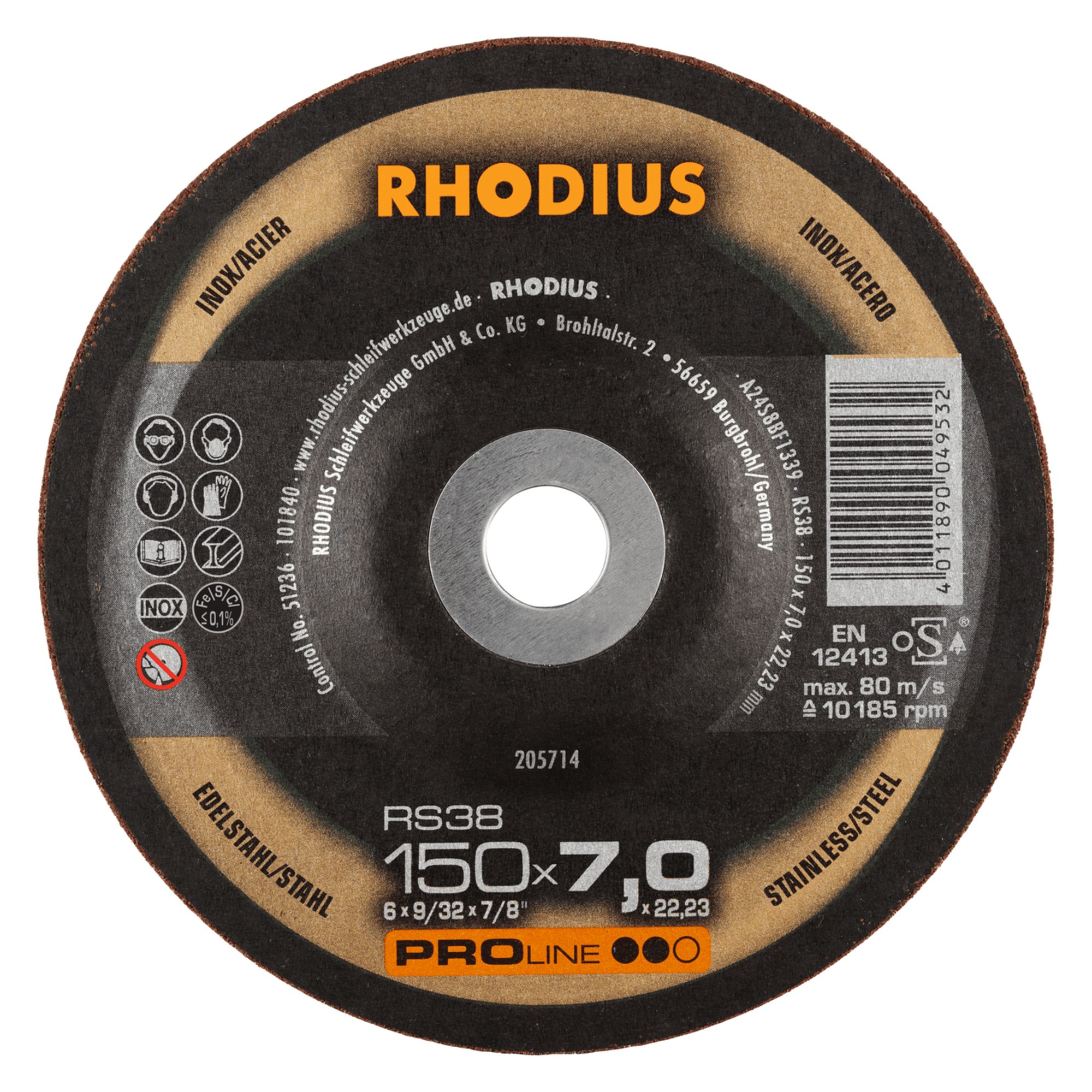 10 x RHODIUS Schruppscheibe RS38 Ø 150 mm