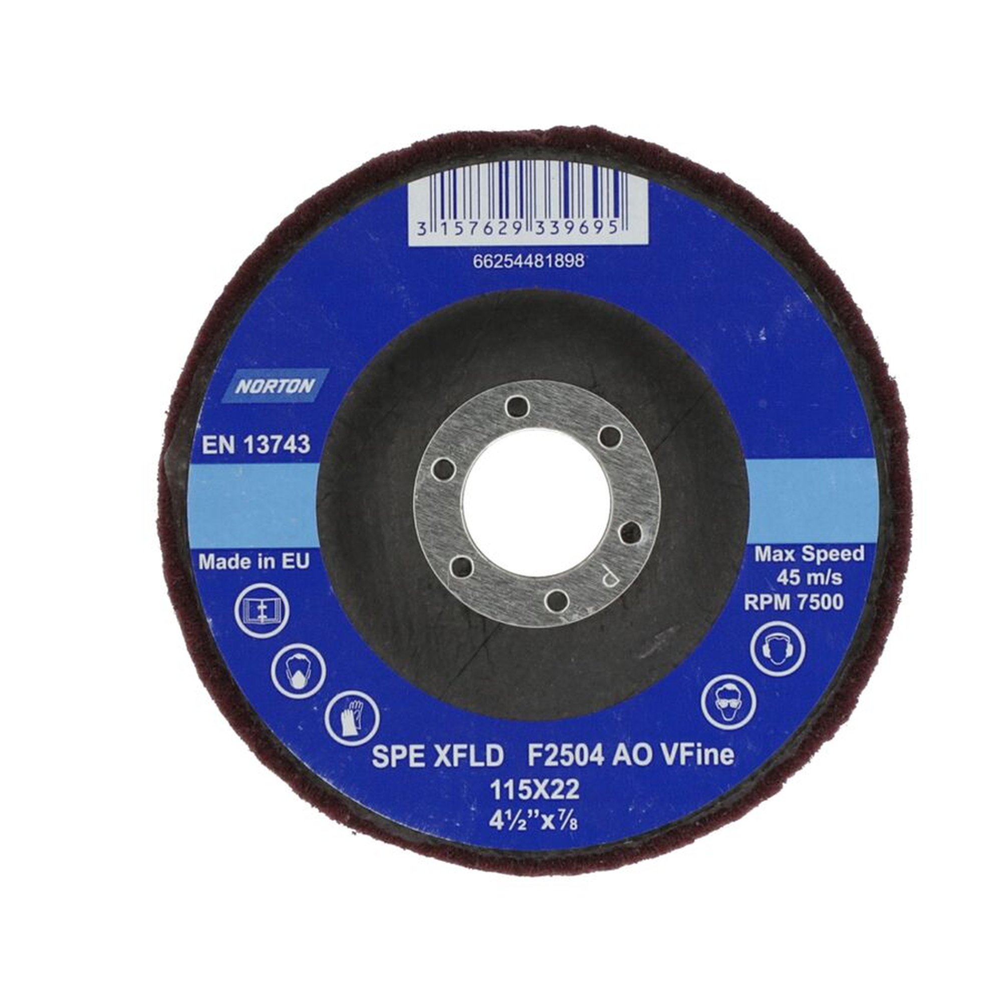 10 x Norton Beartex Fächerscheibe Schleifmopteller 115x22mm Sehr fein