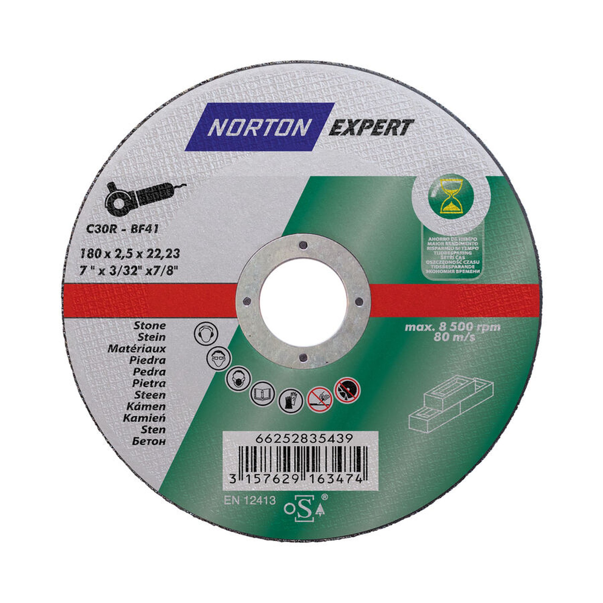 25 x Norton EXPERT Trennscheibe für Stein 180x2.5x22.23mm, langlebig und präzise