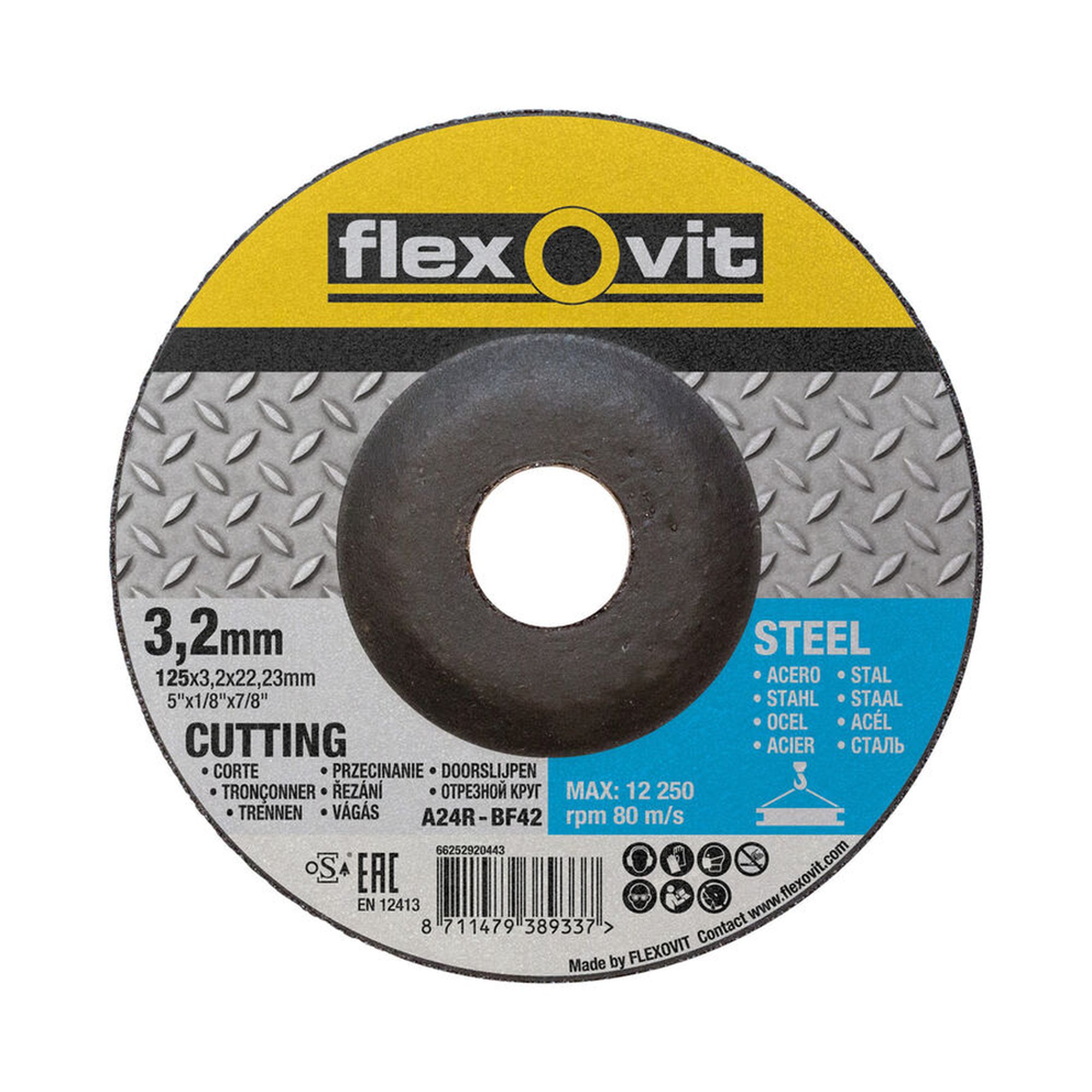 25 x Norton Gekröpfte Trennscheibe für Metall 125x3.2x22.23mm Flexovit MERCHANDISING