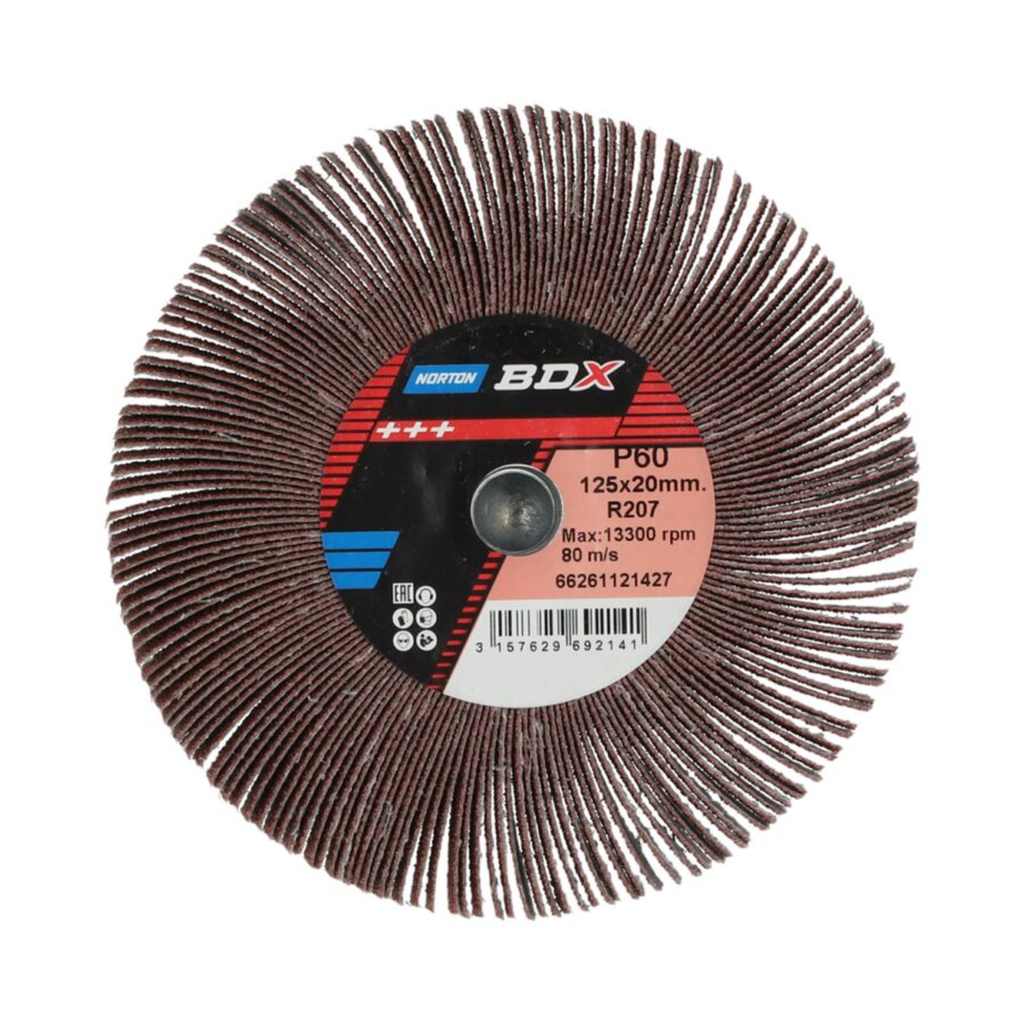 5 x Norton Fächerschleifer Schleifmop M14 125x20 R207 60 BDX, ideal für Profis
