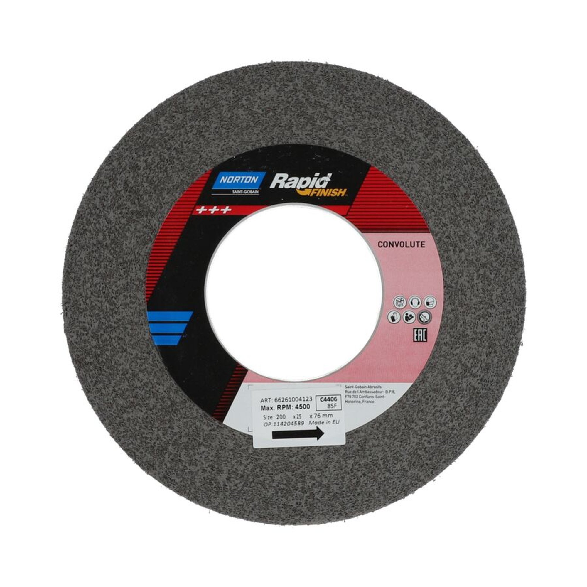 3 x Norton Gewickelte Kompaktscheibe Rapid Finish Series 4000 C2306, Schleifscheibe