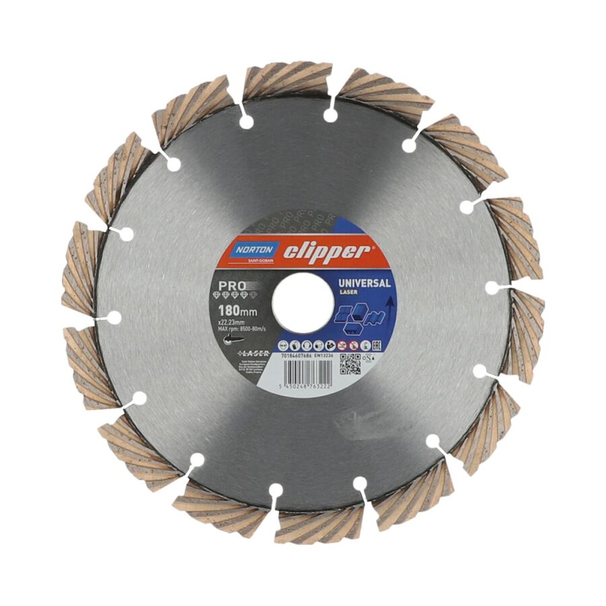 Norton Clipper PRO UNIVERSAL LASER Diamantscheibe 180x22.23mm für vielseitigen Einsatz