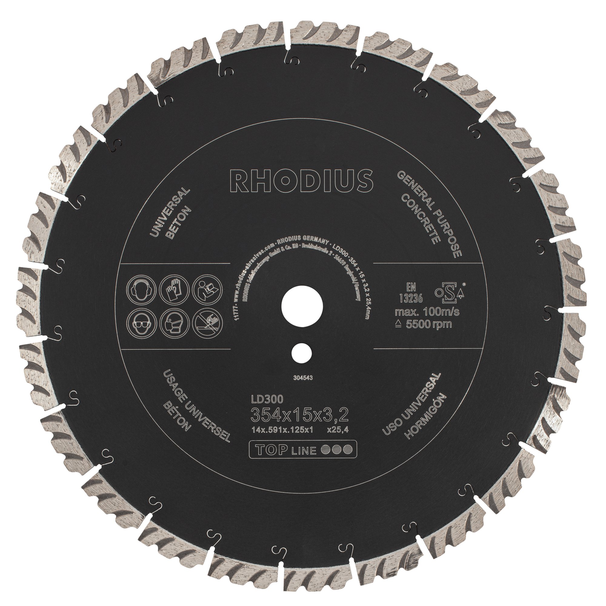 RHODIUS Diamanttrennscheibe LD300 Ø 354 mm