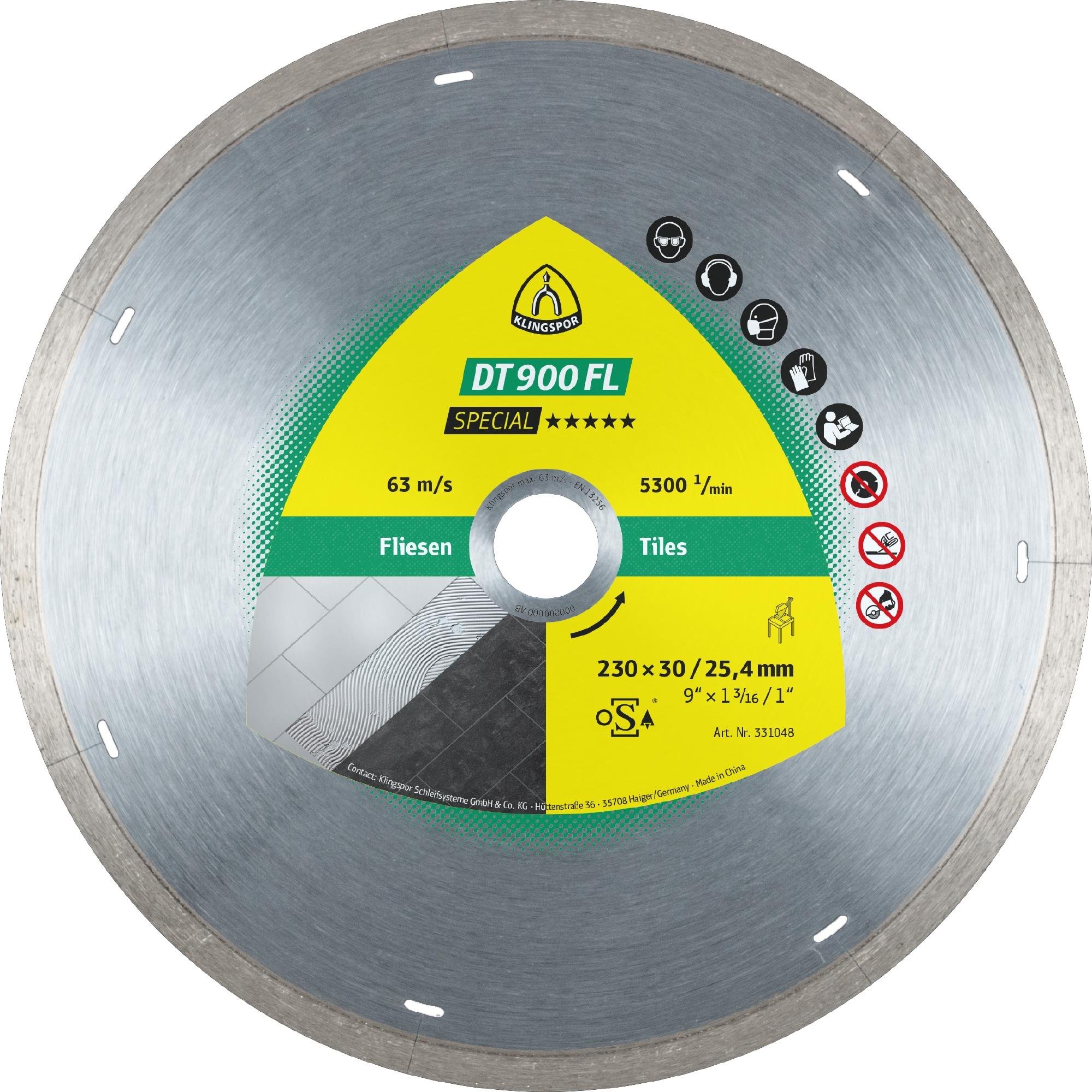 1 x Klingspor DT 900 FL Diamanttrennscheiben, 230 x 1,8 x 22,23 mm 1,8 x 7 mm, geschl. Rand m. Laserschlitzen