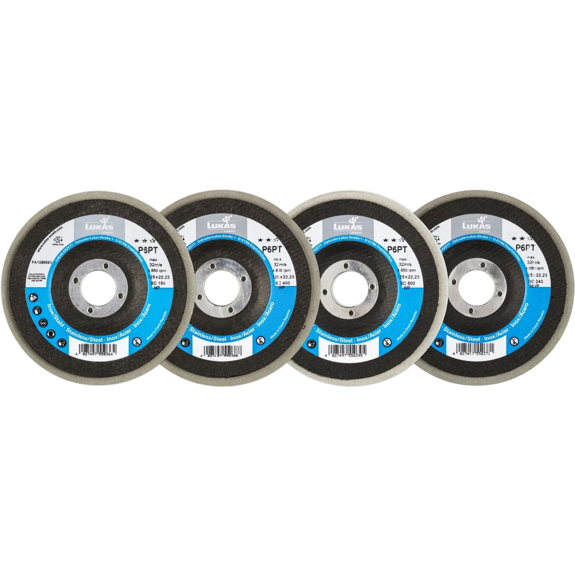 LUKAS Polierteller-Set P6PT Ø 125 mm 4-teilig für Winkelschleifer schräg