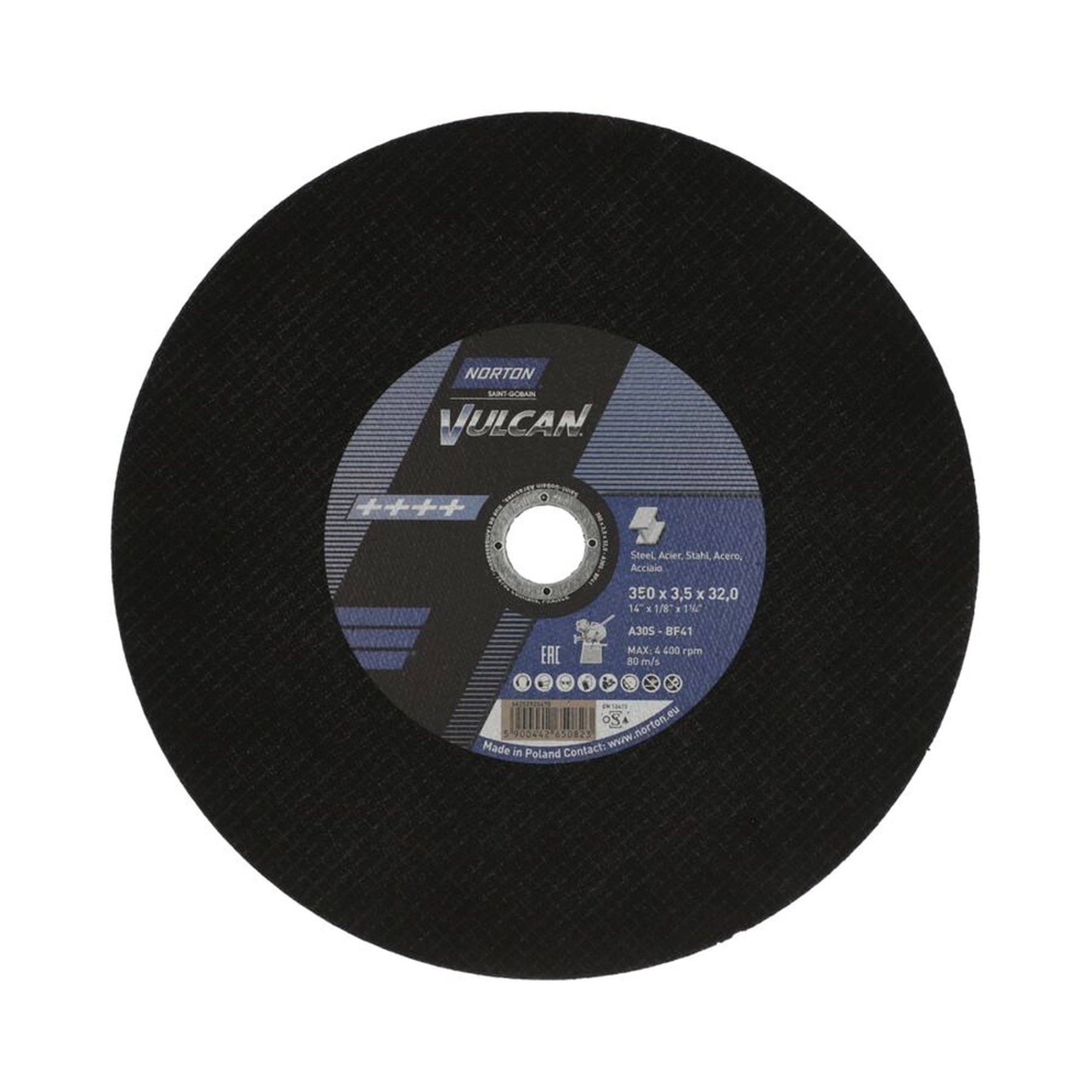 10 x Norton Trennscheibe 350x3,5x32mm A30S Vulcan - 80 m/s für Metall schneiden