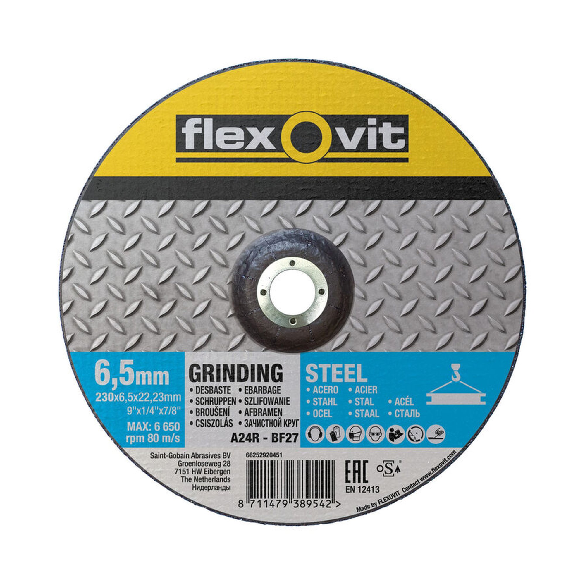 10 x Norton Gekröpfte Schruppscheibe für Metall Flexovit 230x6.5x22.23mm