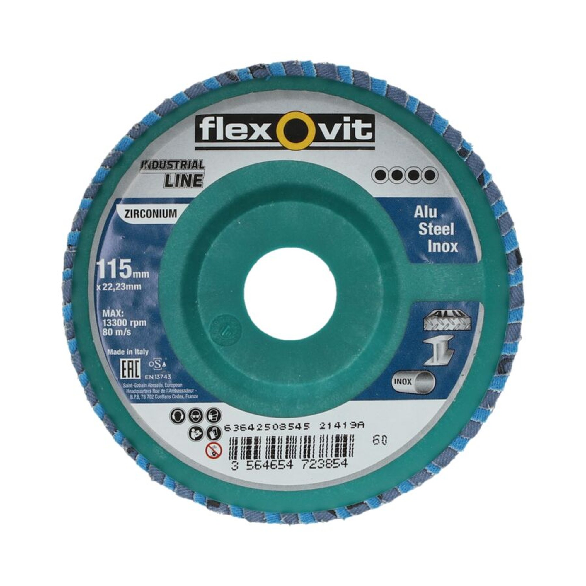 Norton Fächerschleifscheibe 115x22mm K60 Flexovit MEGA-LINE für präzises Schleifen