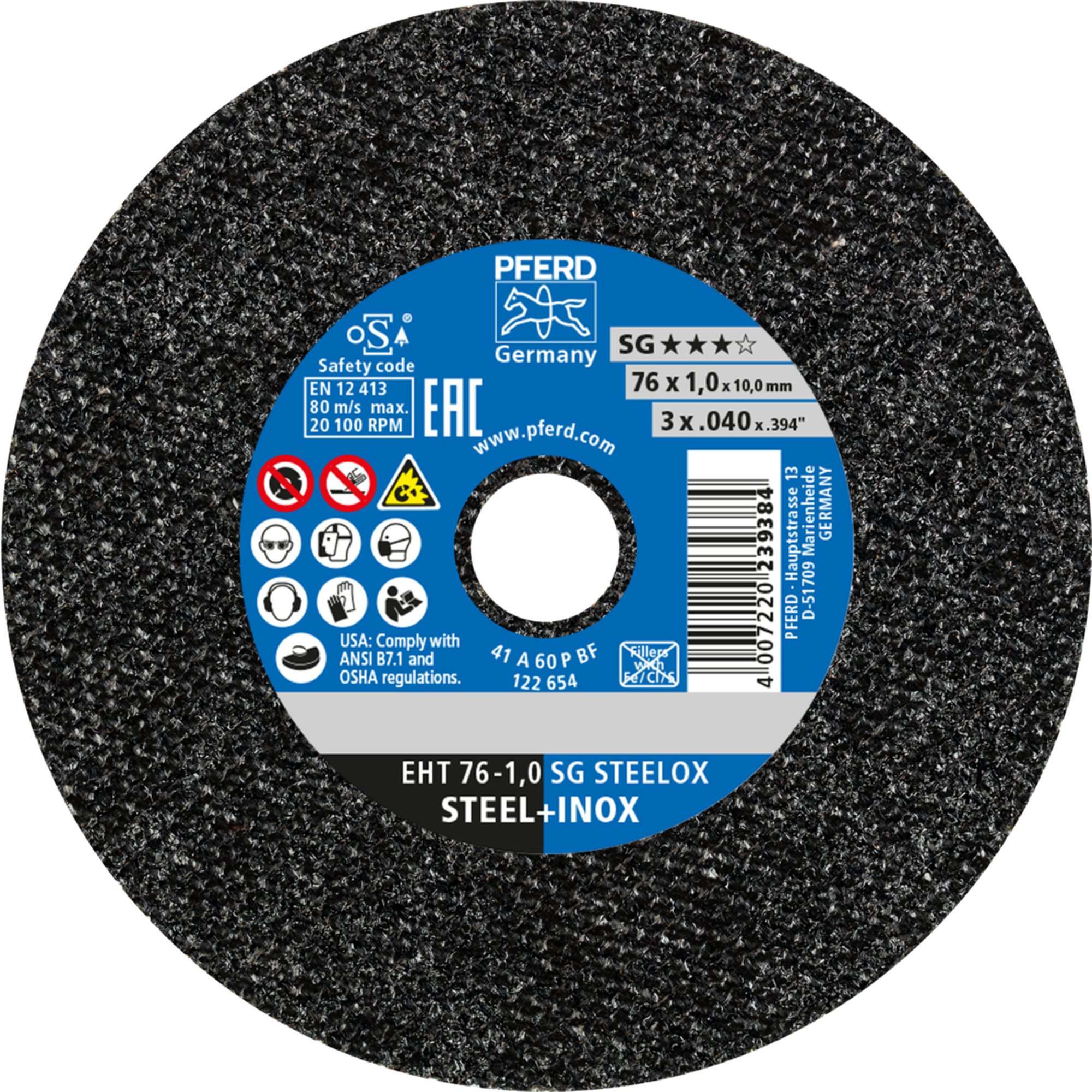 50 x PFERD Trennscheibe EHT 76-1,0 SG STEELOX/10,0