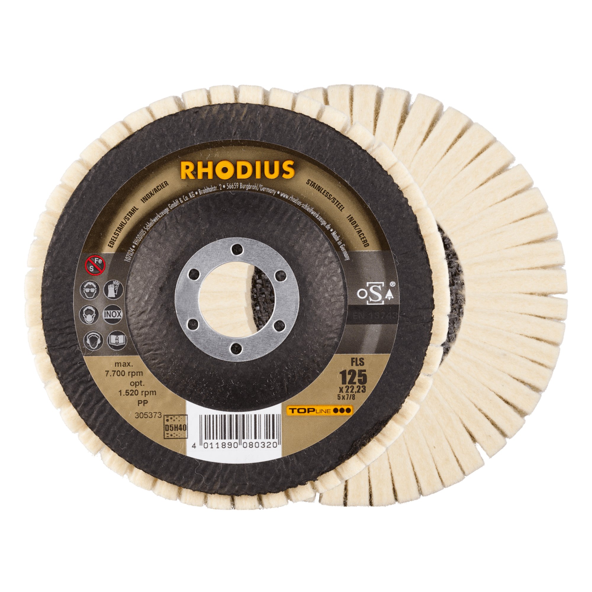 2 x RHODIUS Filzlamellenpolierer FLS Ø 125 mm