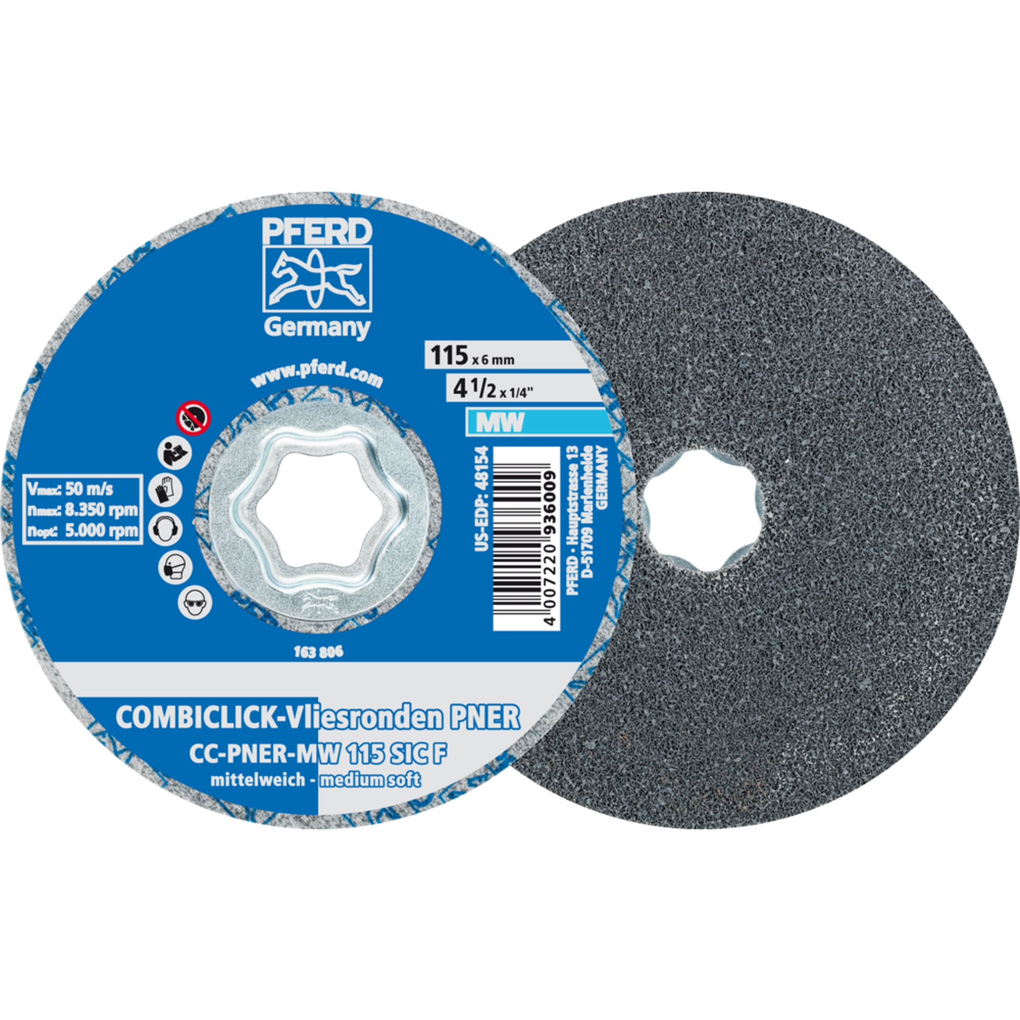 5 x PFERD COMBICLICK Vliesronde CC-PNER MW 115 SiC F