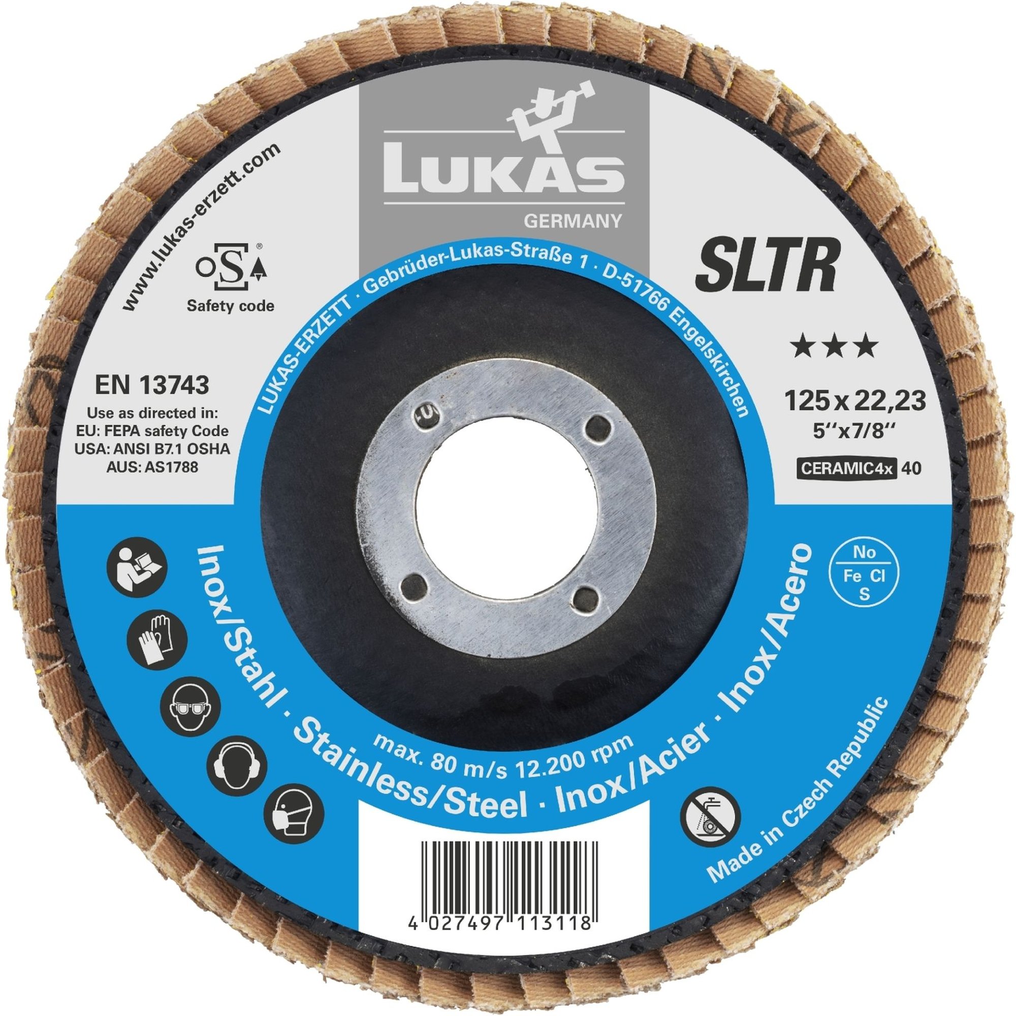 10x LUKAS Fächerscheibe Fächerscheiben Schleifscheibe SLTR Ø 115 mm Korn 60