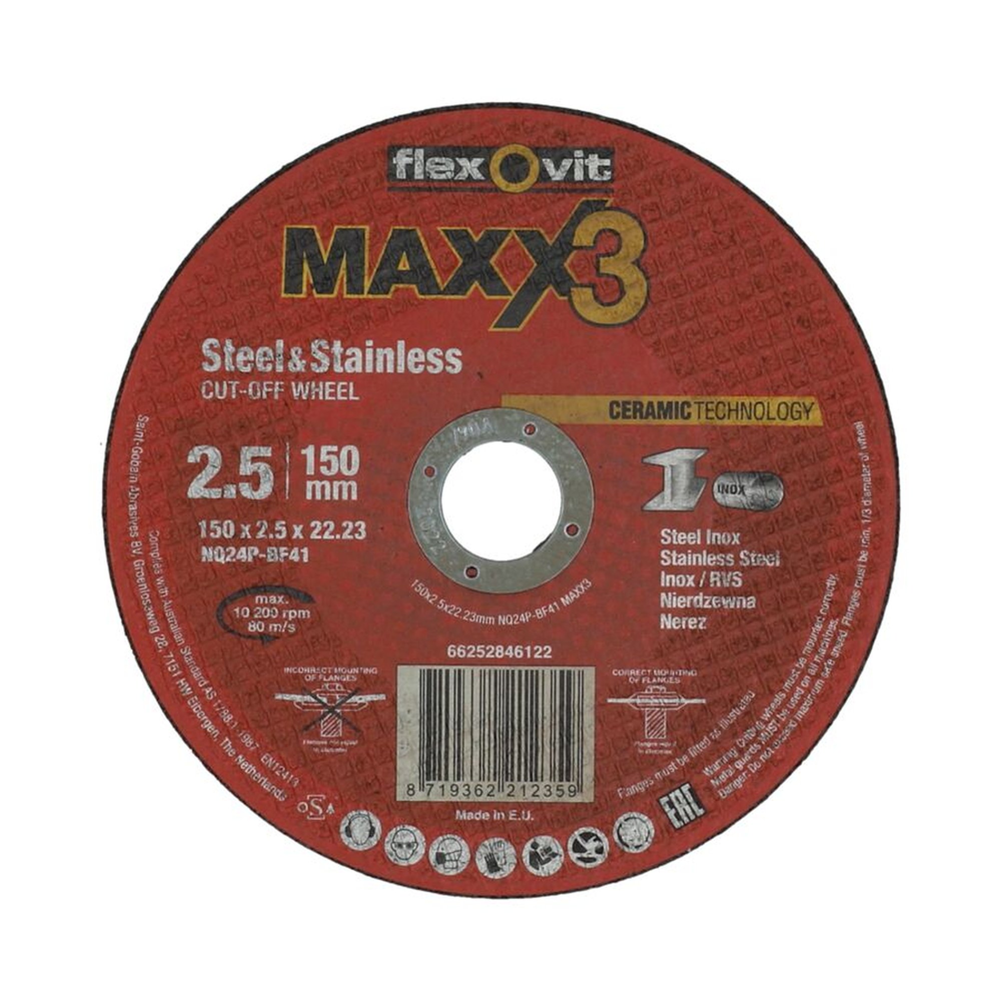 25 x Norton Trennscheibe für Metall Flexovit MAXX 150x2.5x22.23mm Hochleistung