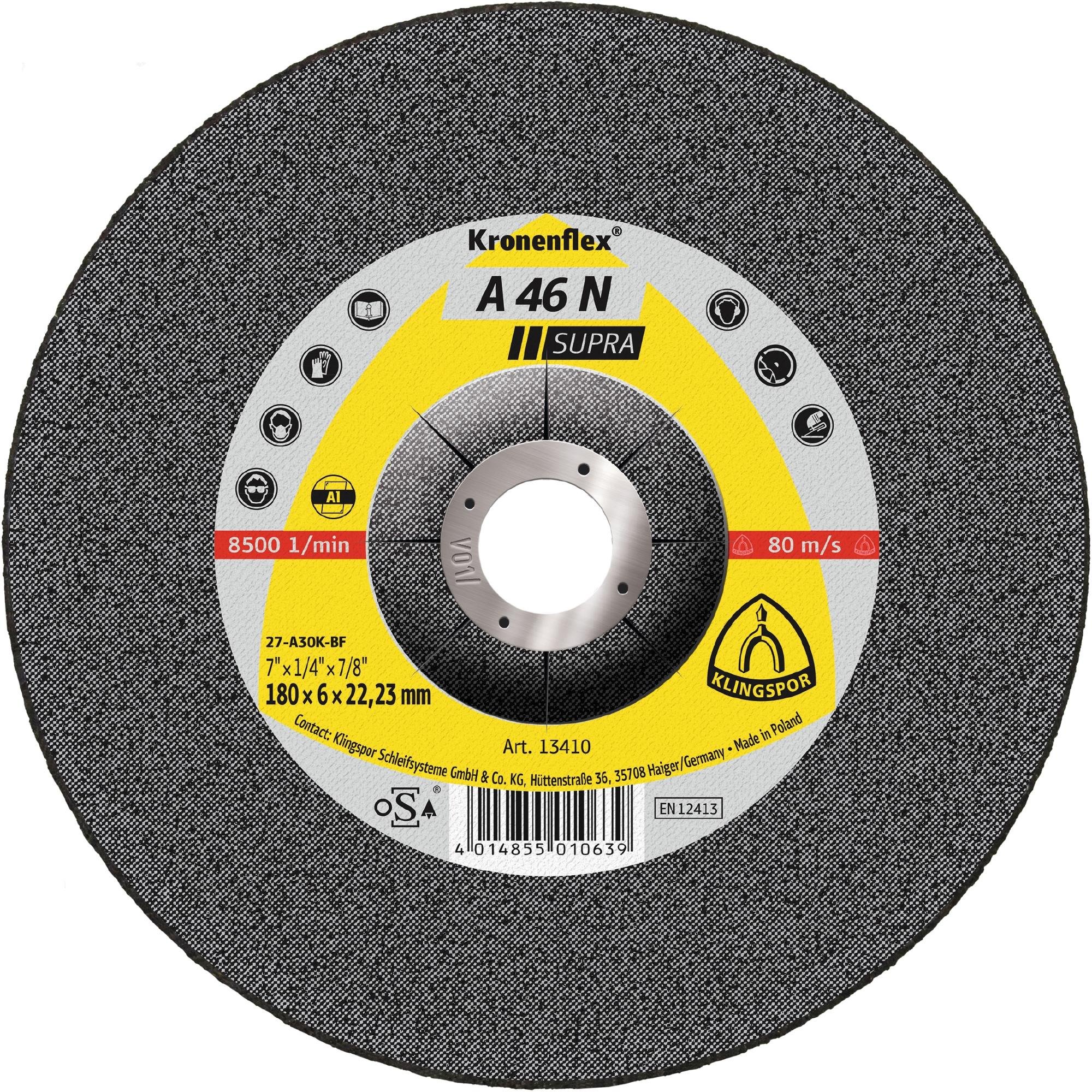 10 x Klingspor A 46 N Schruppscheiben, 125 x 6 x 22,23 mm gekröpft