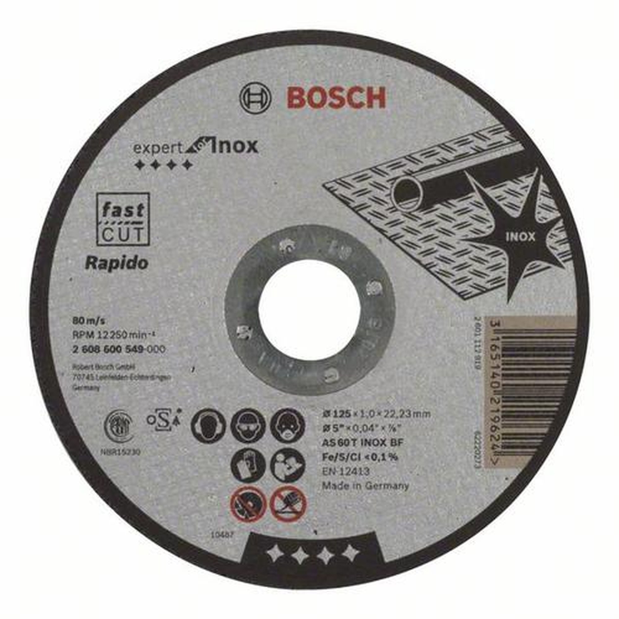 25x BOSCH Trennscheibe gerade Expert für Edelstahl - Rapido AS 60 T INOX BF, Ø 125 x 1,0 mm