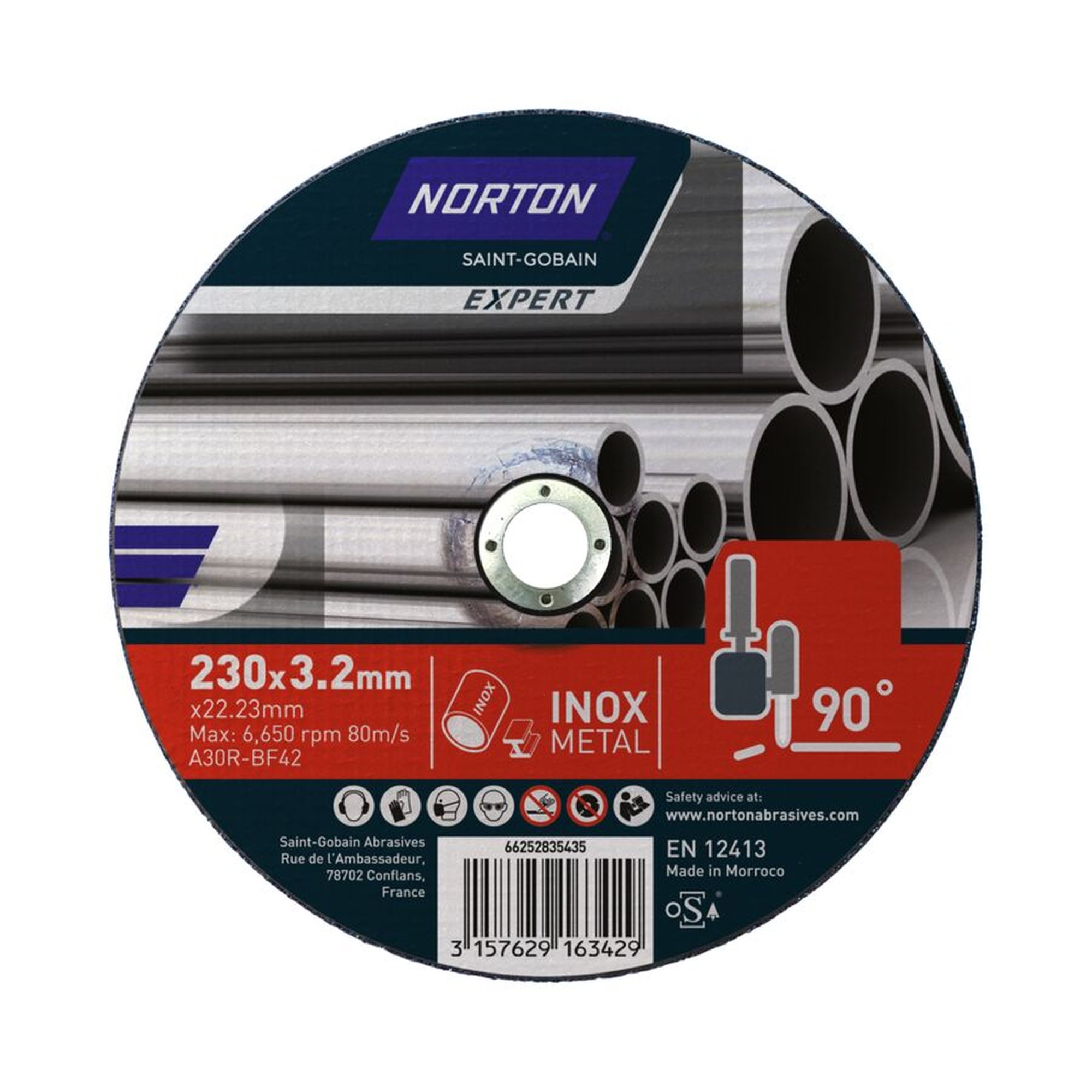 25 x Norton EXPERT Gekröpfte Trennscheibe für Metall/Inox 230x3.2x22.23mm