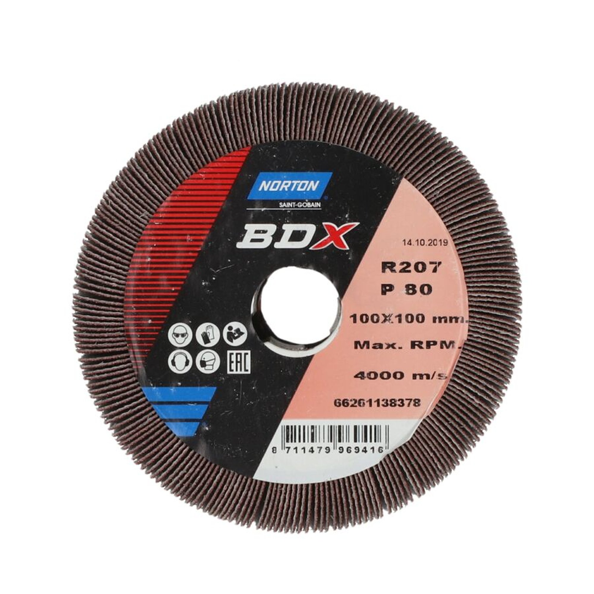 20 x Norton Fächerschleifer Schleifmop 110x100x19,1 Satinex R207 P80, 20 Stück