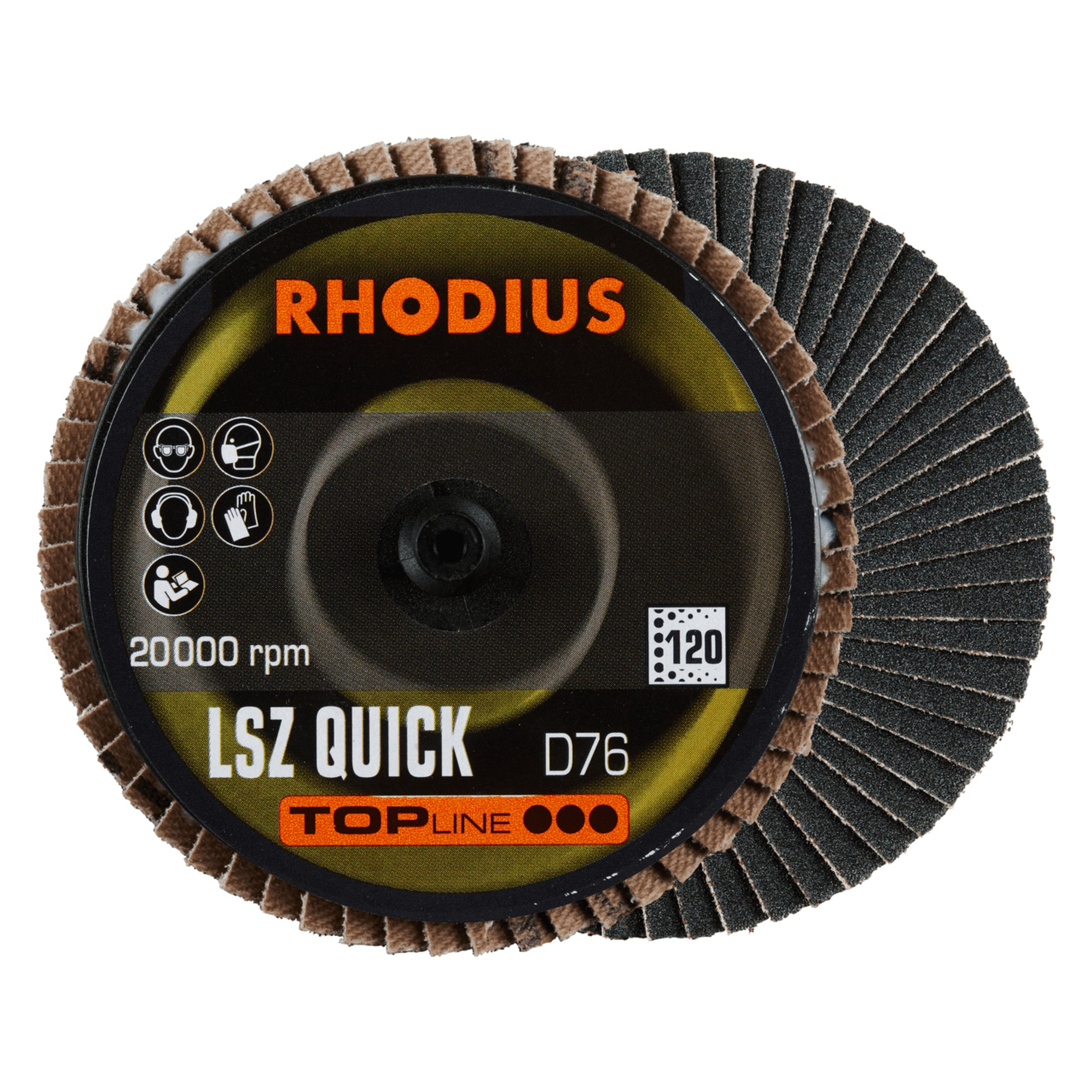 10 x RHODIUS Zirkonlamellenschleifscheibe Fächerscheibe QUICK Ø 76 mm Korn 120