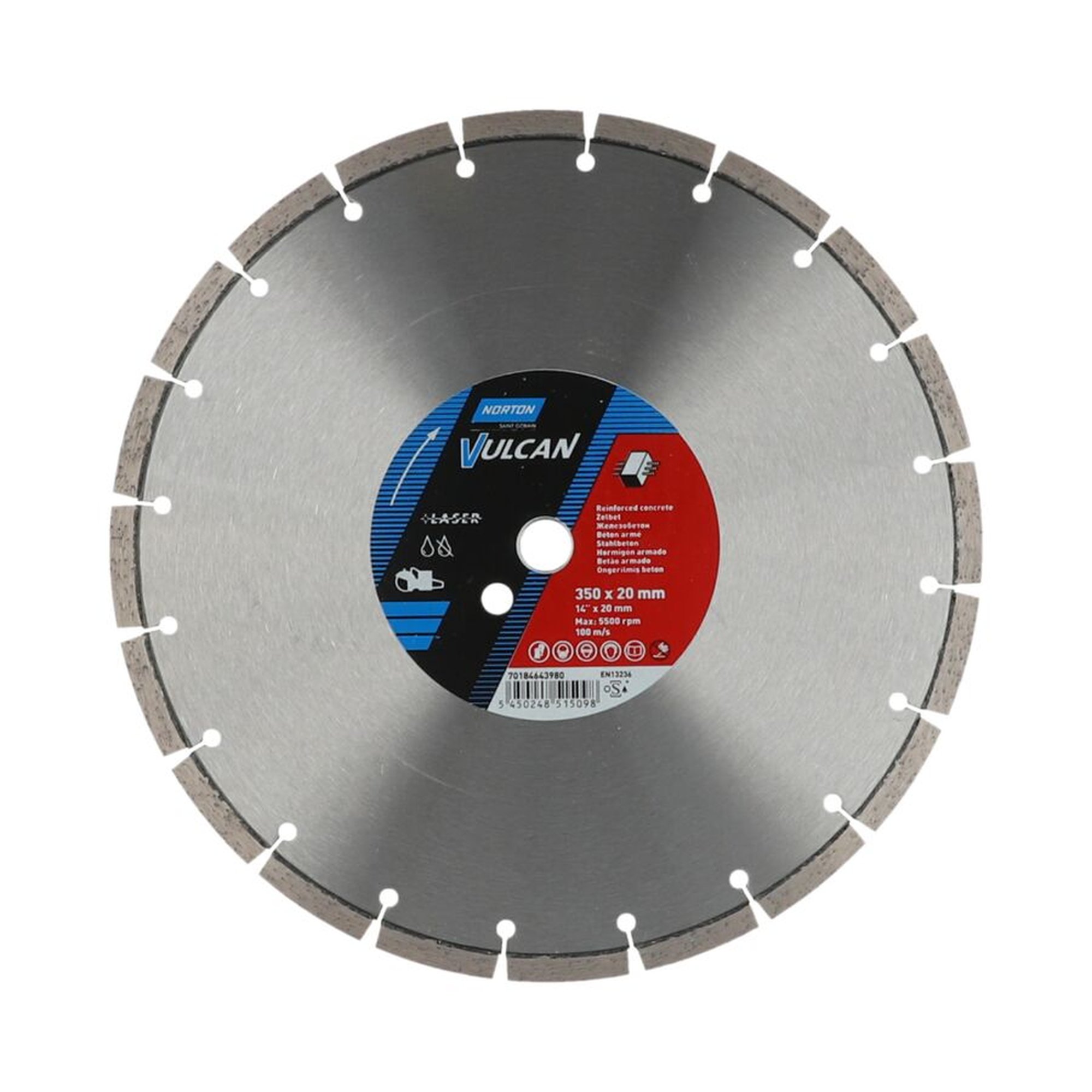 Norton Diamantscheibe Trennscheibe 350mm Vulcan Laser 10x2,8x20 für Beton