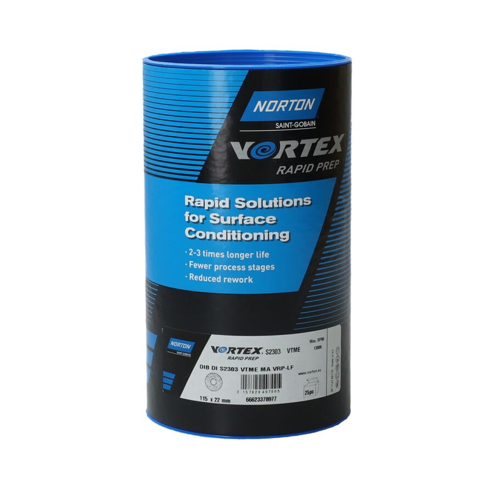 25 x Norton Rapid Prep Schleifscheiben 115mm Mittel Vortex für effizientes Schleifen