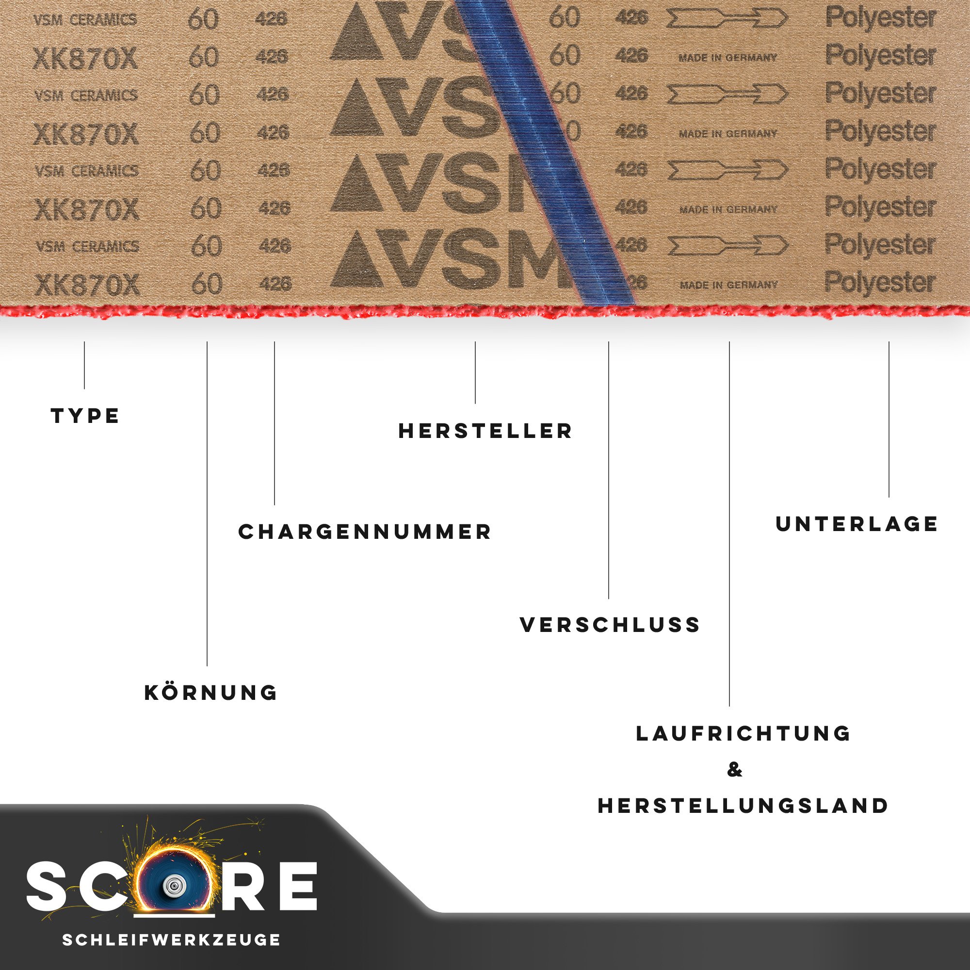 VSM Schleifband XK870X | 40 x 760 mm | Korn 80