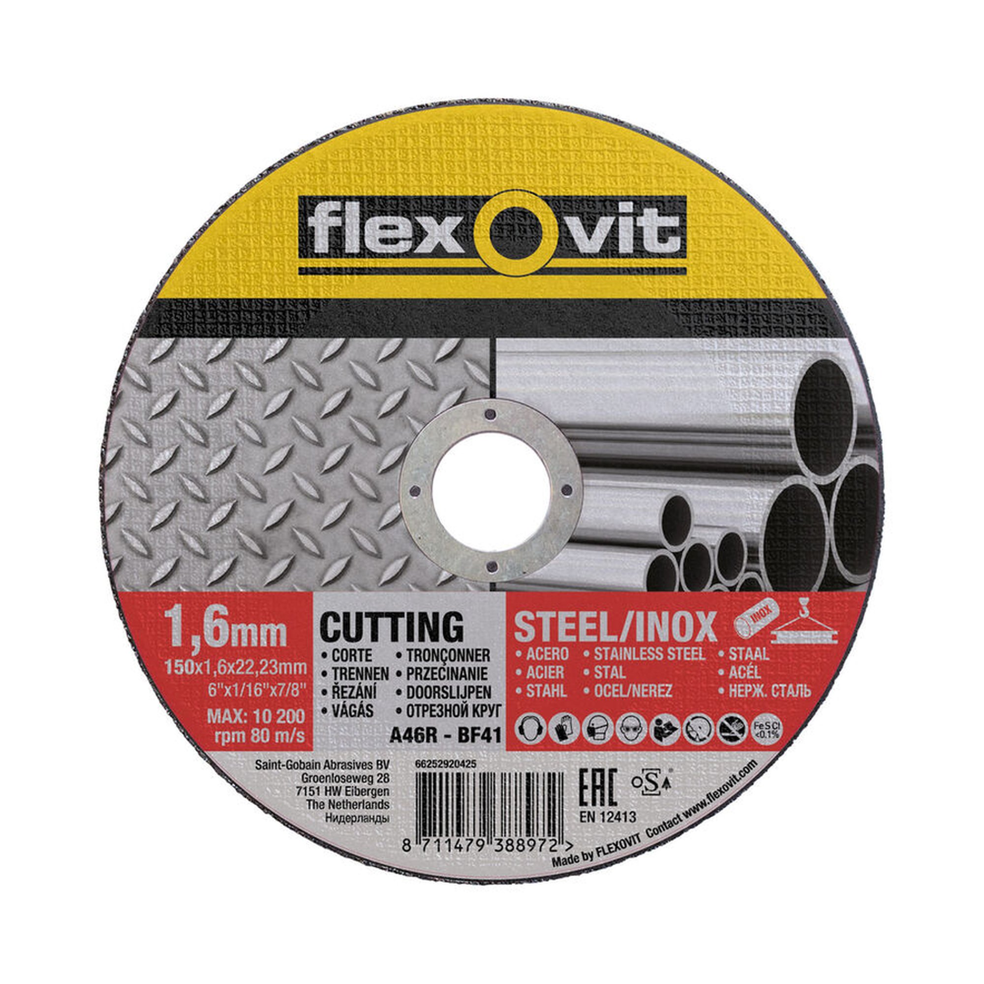 25 x Norton Trennscheibe Ultradünn Metall/Inox Flexovit 125x1x22.23mm