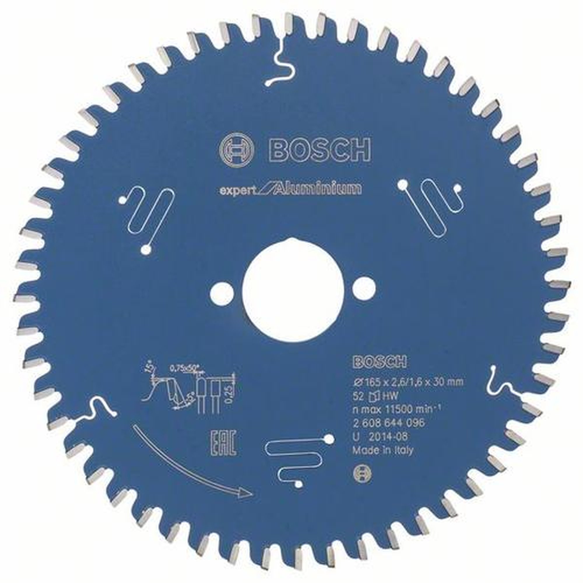 BOSCH Kreissägeblatt Expert für Aluminium, Ø 165 mm, 52 Zähne