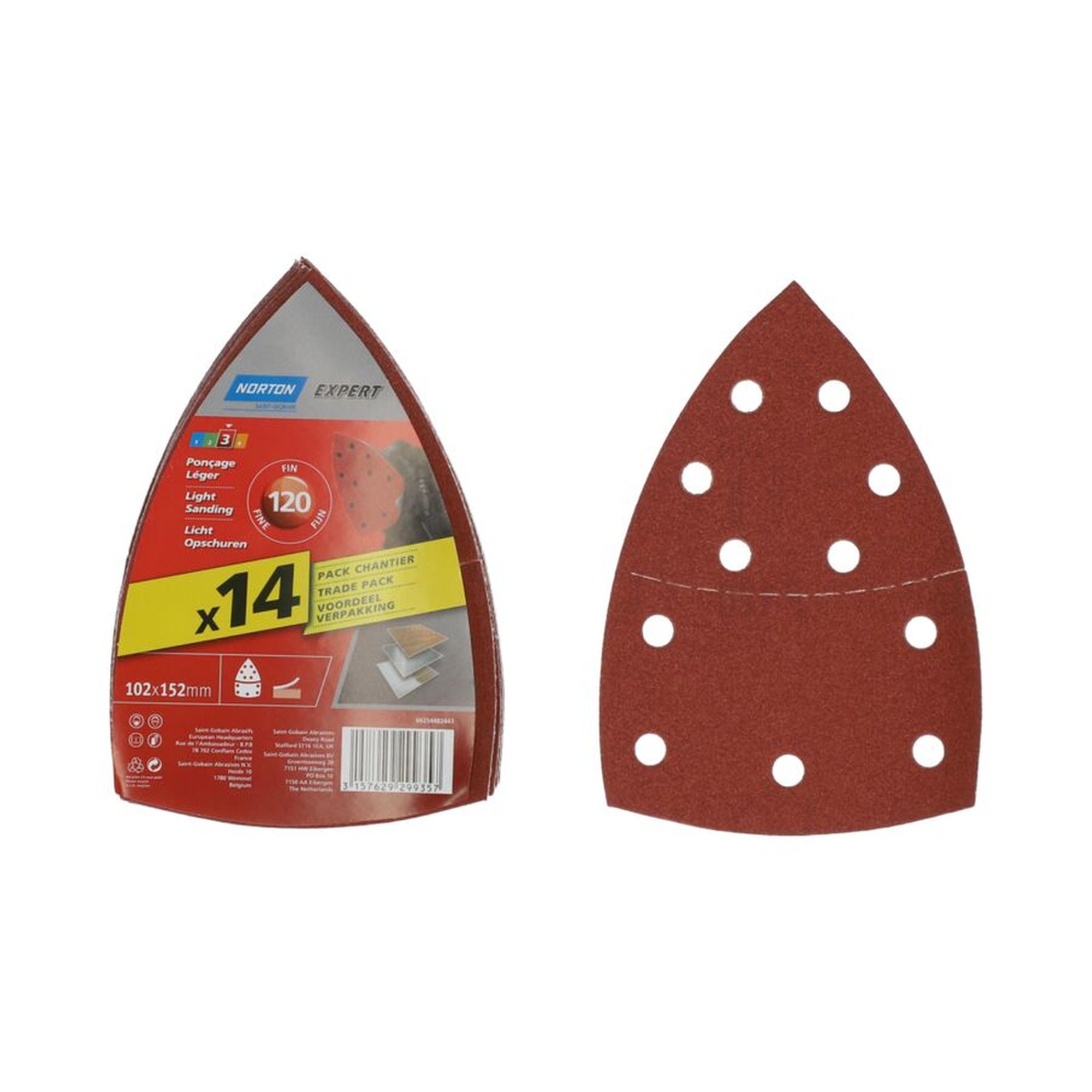 70 x Norton EXPERT Schleifstreifen Klett 6+5-Loch 102x152mm K120, 5 MBM