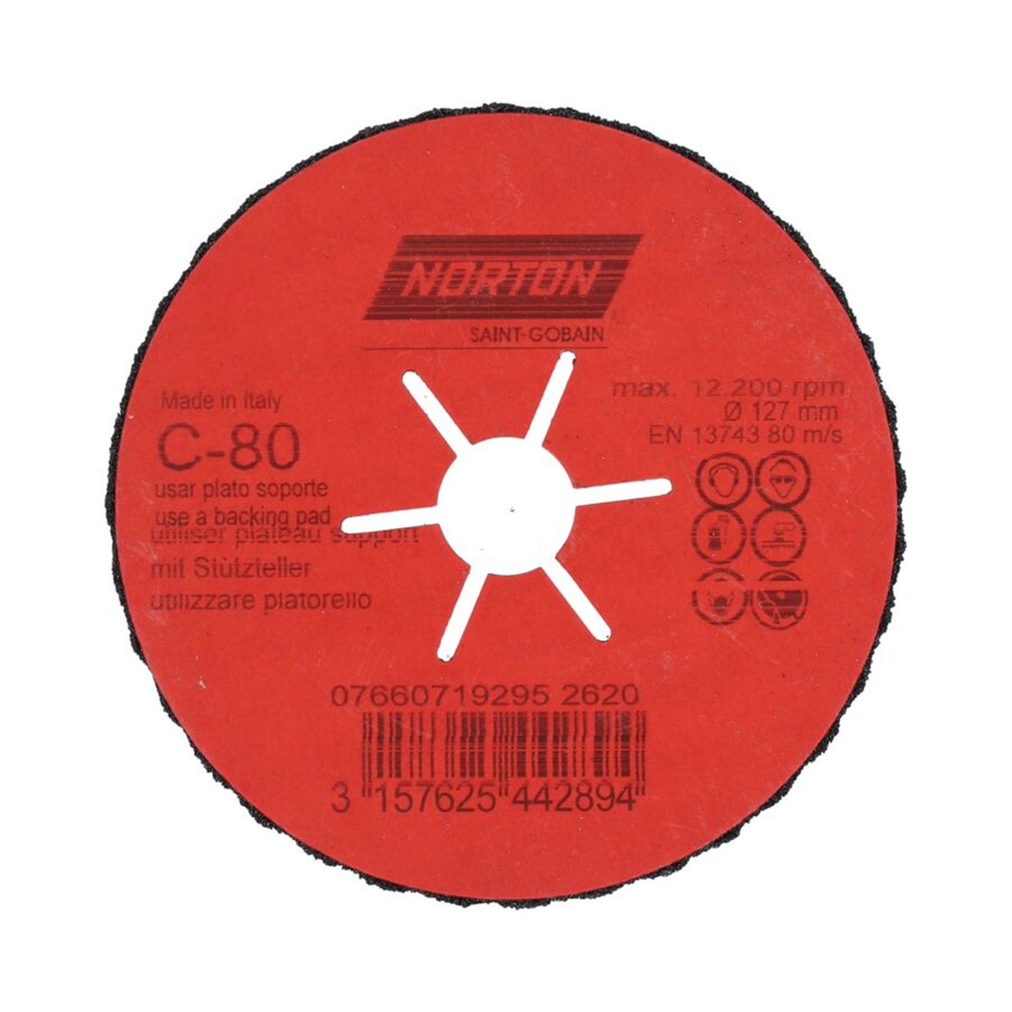 25 x Norton Clipper Schleifscheibe halbflexibel Ø125x22 mm P80, robust und effizient