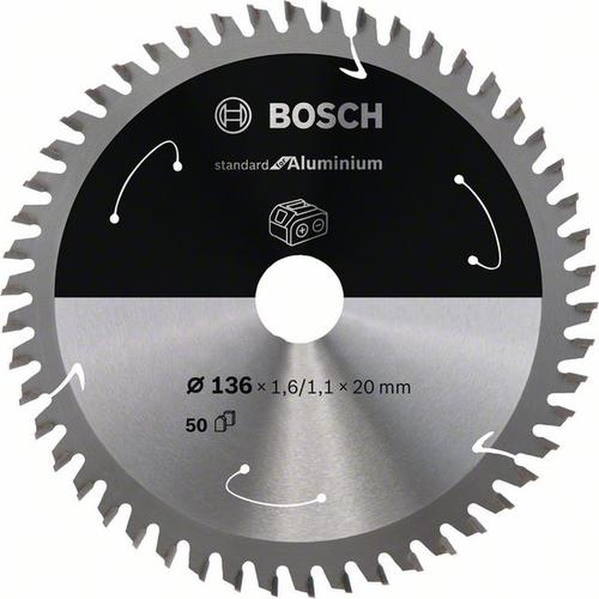 BOSCH Akku-Kreissägeblatt Standard für Aluminium, Ø 136 mm, 50 Zähne