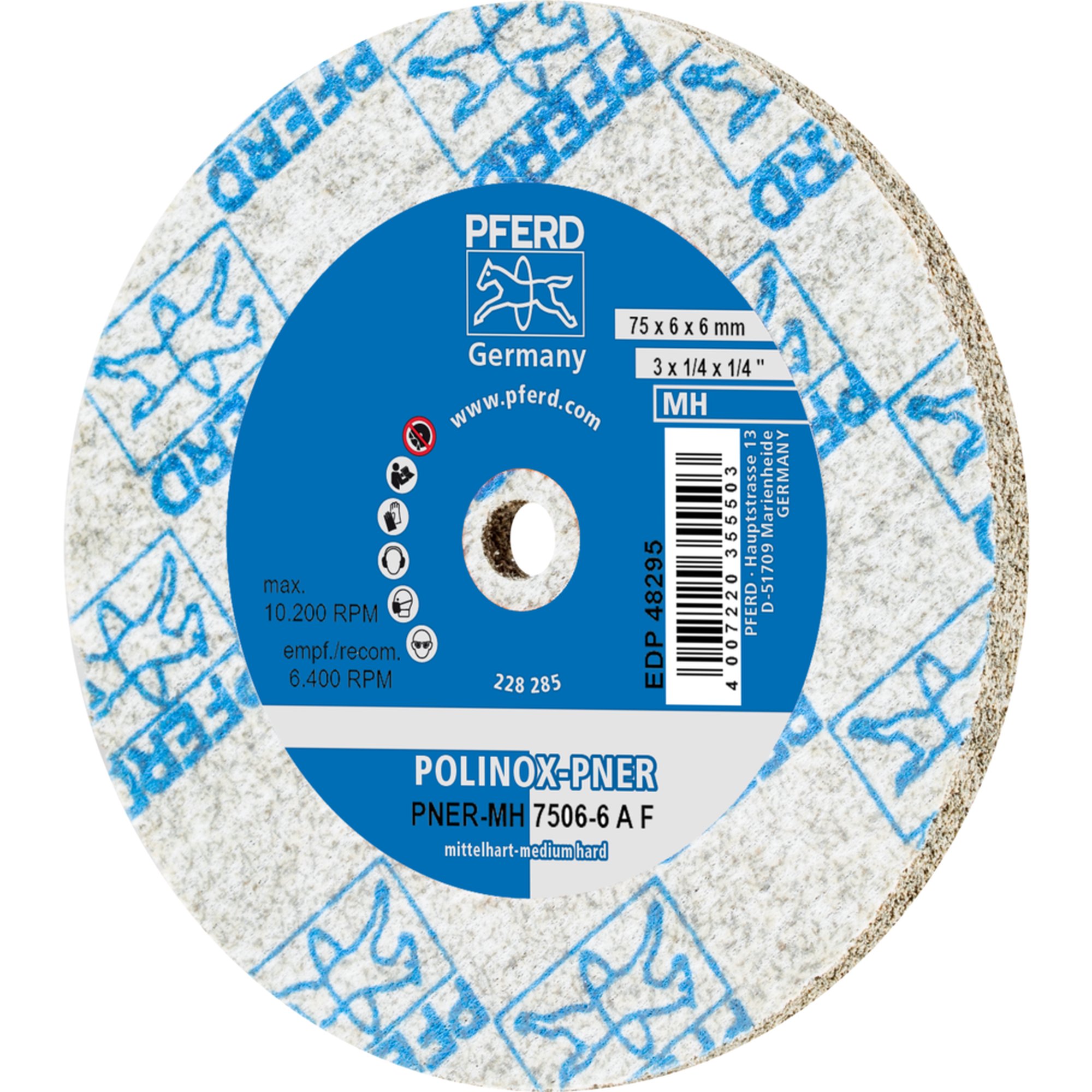 5 x PFERD POLINOX-Kompaktschleifrad PNER-MH 7506-6 A F