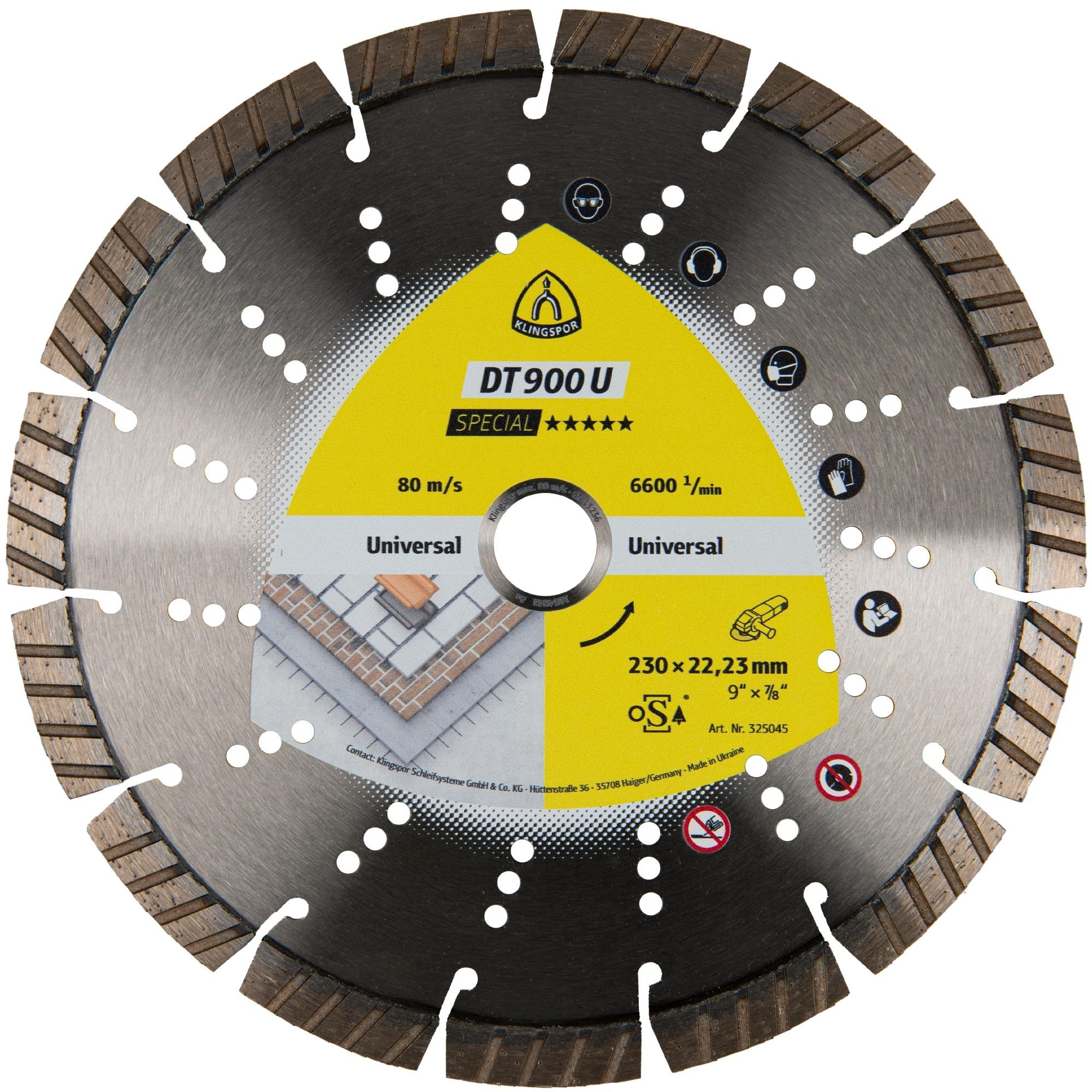 1 x Klingspor DT 900 U Diamanttrennscheiben, 125 x 2,4 x 22,23 mm 9 Segmente 33 x 2,4 x 12 mm, Standard Turbo