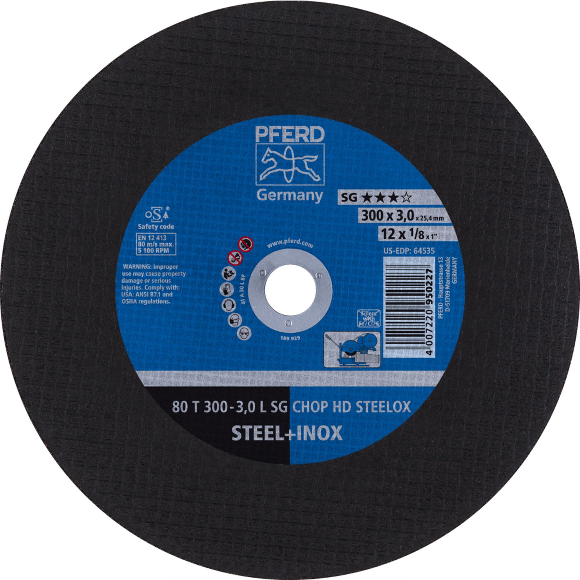 20 x PFERD Trennscheibe CHOPSAW HD 80 T 300-3,0 L SG CHOP HD STEELOX/25,4