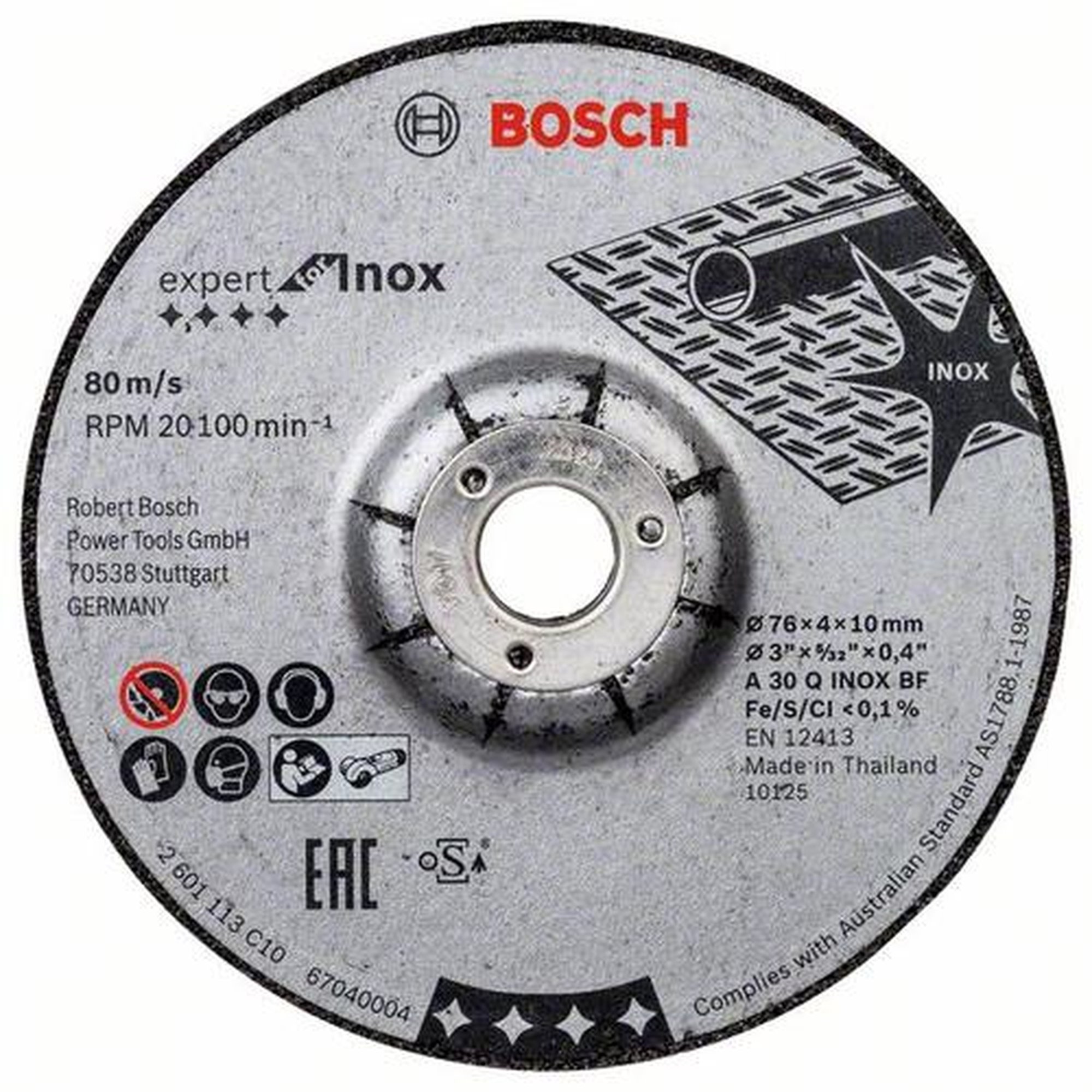 2x BOSCH Schruppscheibe Expert für Edelstahl A 30 Q INOX BF, Ø 76 x 4 mm