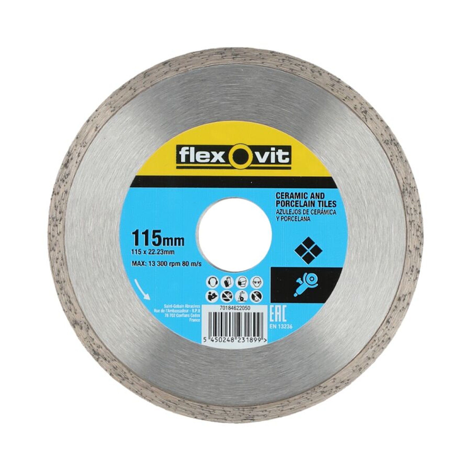 Diamantscheibe 115x22.23mm Flexovit MERCHANDISING CR - Hochwertige Trennscheibe