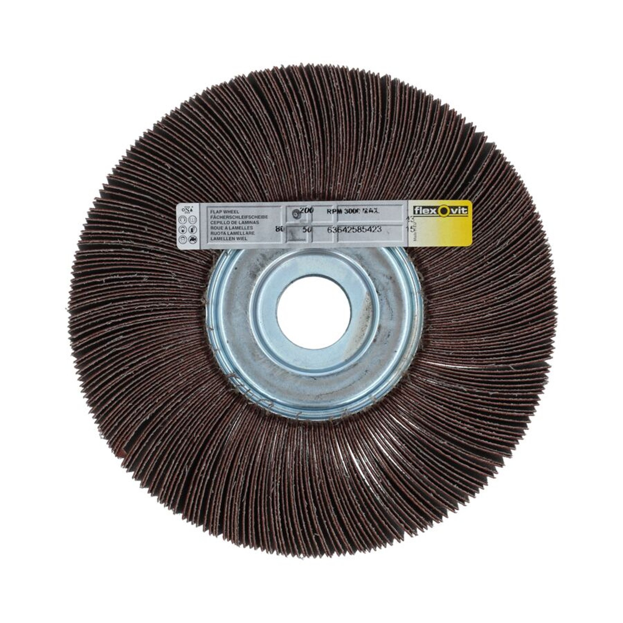 Lamellenschleifrad mit Flansch 200x50x30mm K80 Flexovit SPEEDOFLEX, effizient & langlebig