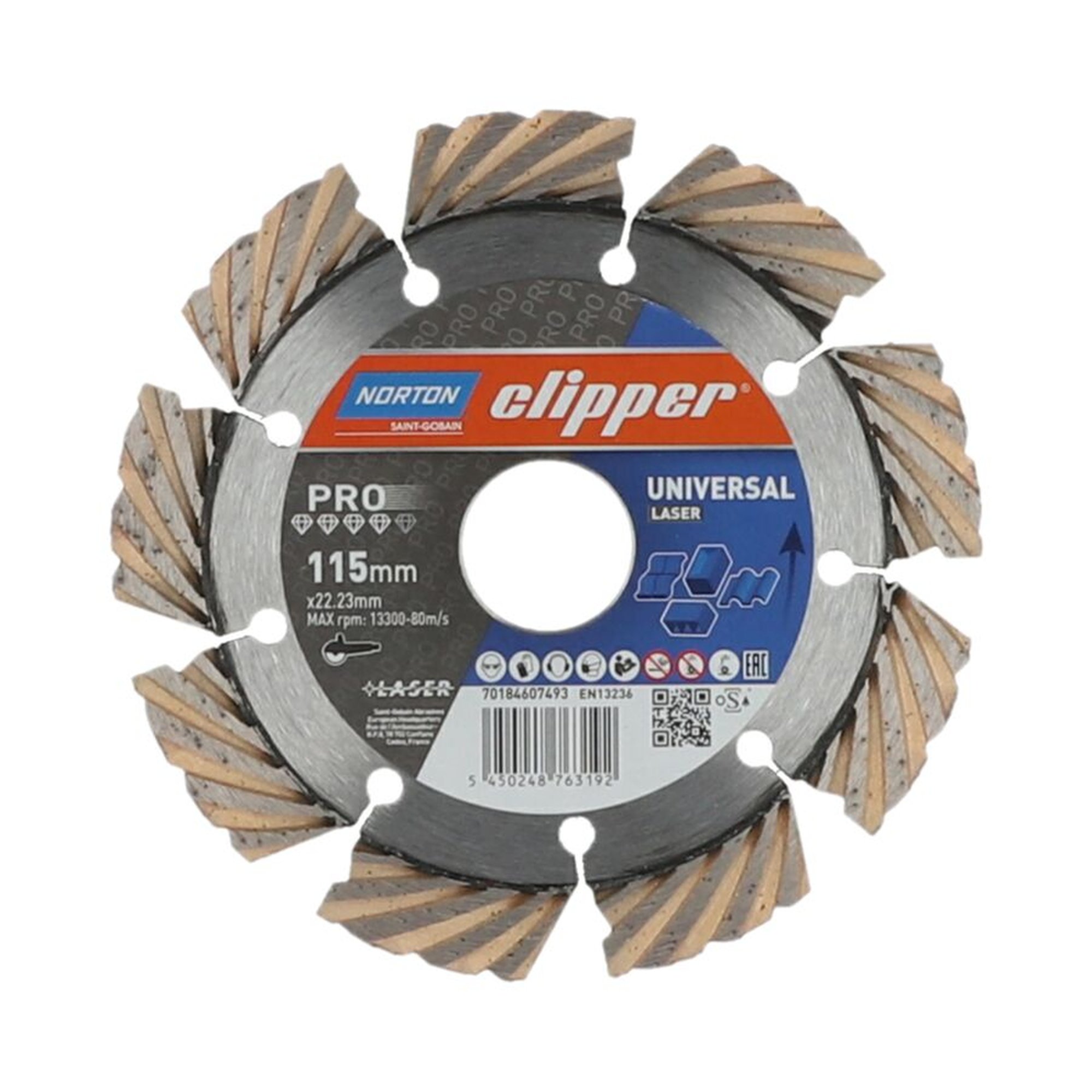 Norton Clipper PRO UNIVERSAL LASER Diamantscheibe 115x22.23mm für vielseitigen Einsatz