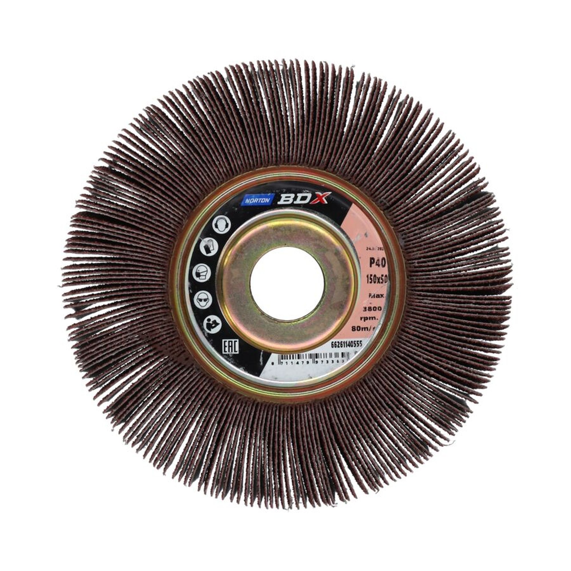 Norton Fächerschleifer Schleifmop mit Flansch 150x50x25 R207 40 BDX