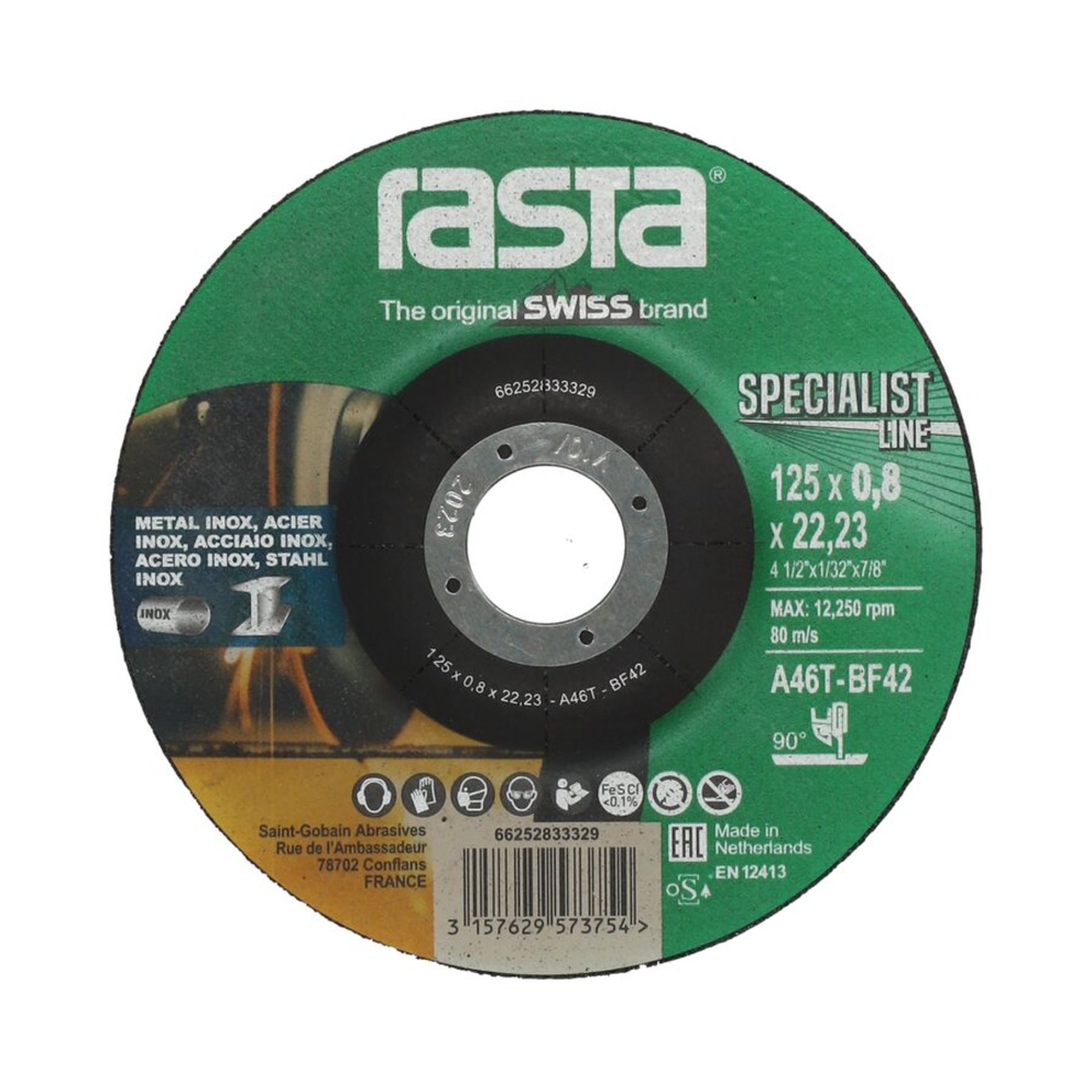 25 x Norton Trennscheibe gekröpft ultradünn Inox 125x0.8x22.23mm für Winkelschleifer