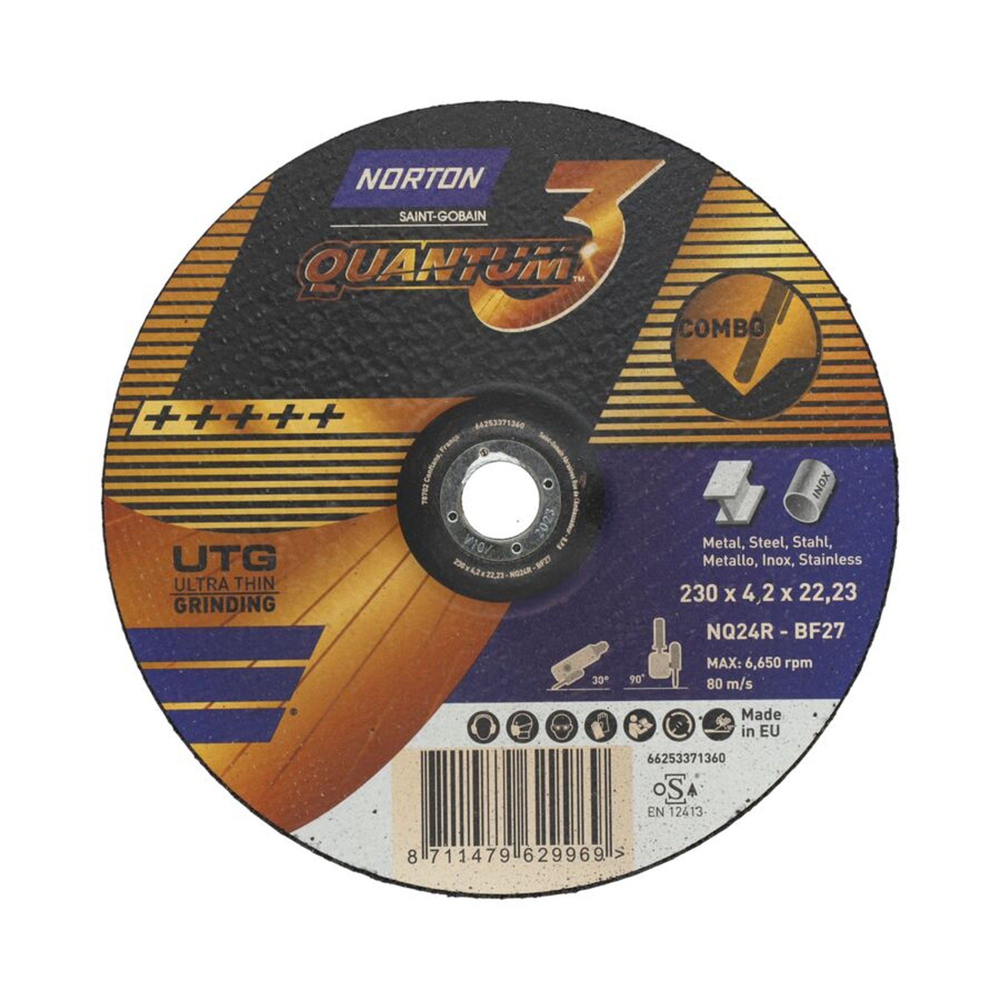 20 x Norton Schruppscheibe gekröpft 230x4,2x22,23 NQ 24 R Quantum3 für Metallbearbeitung