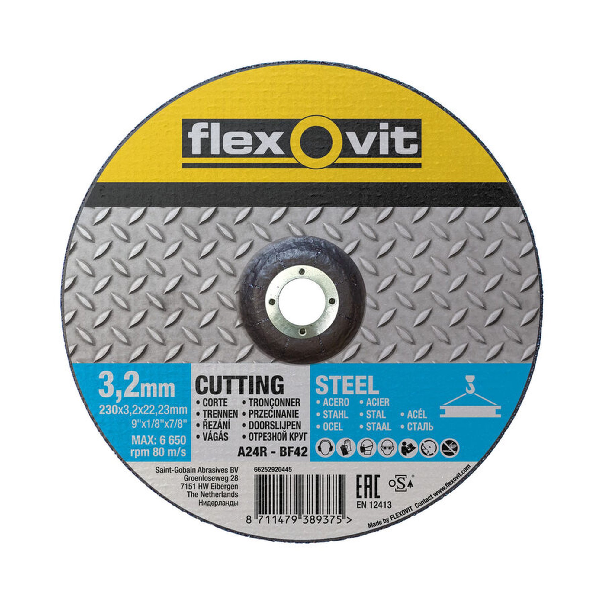 25 x Norton Gekröpfte Trennscheibe für Metall Flexovit 230x3.2x22.23mm