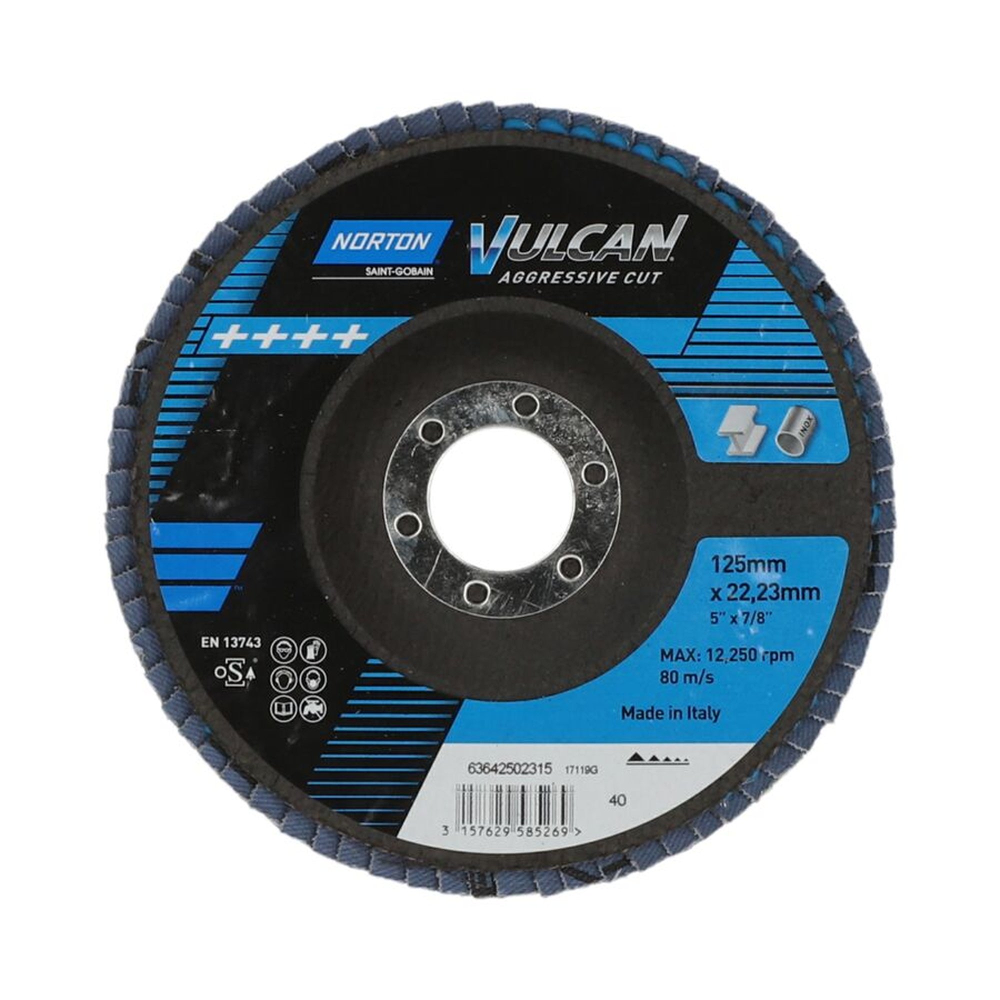 10 x Norton VULCAN R842 Fächerschleifscheiben 125x22mm Korn 40 für effizientes Schleifen