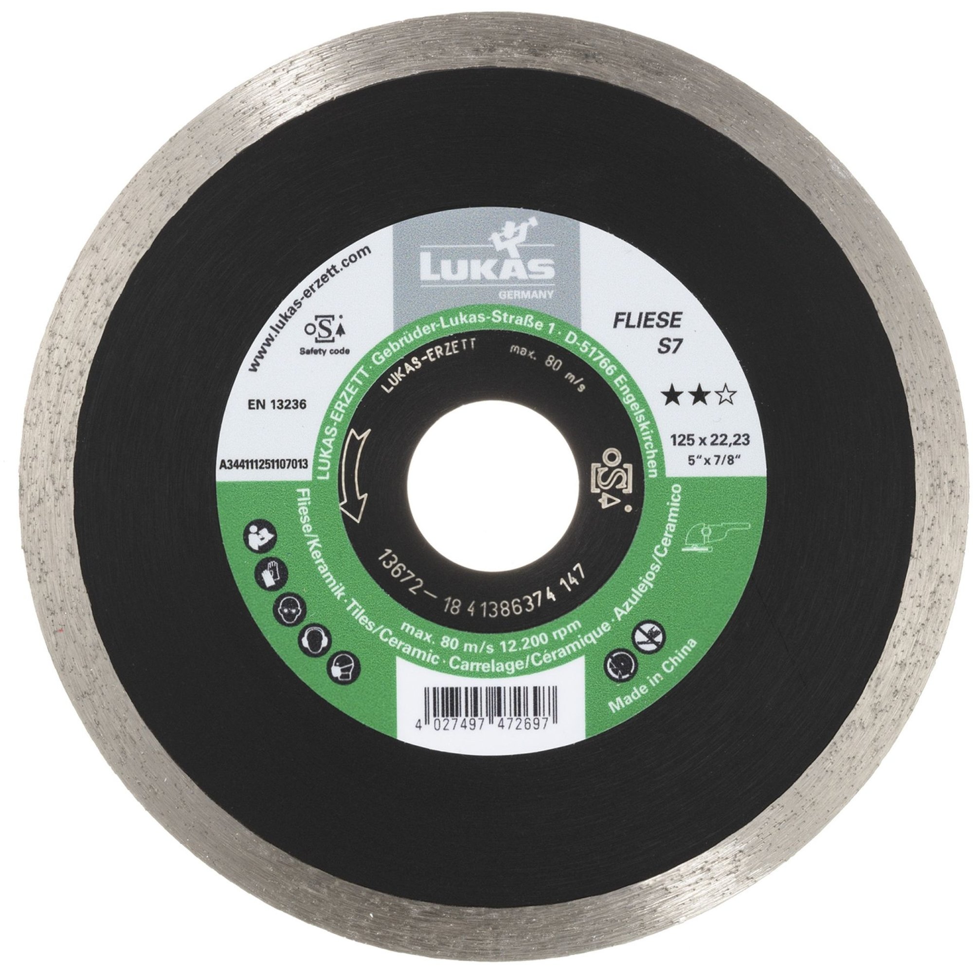 LUKAS Diamanttrennscheibe FLIESE S7 für Stein/Fliesen Ø 115 mm