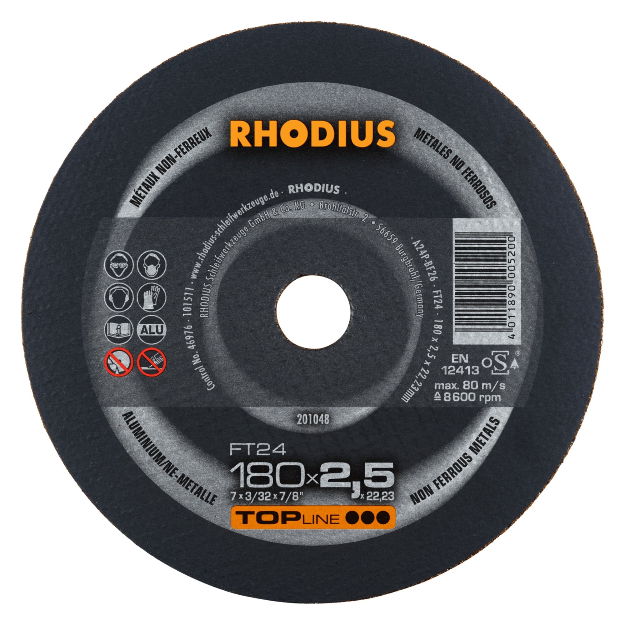 25 x RHODIUS Freihandtrennscheibe FT24 Ø 180 mm