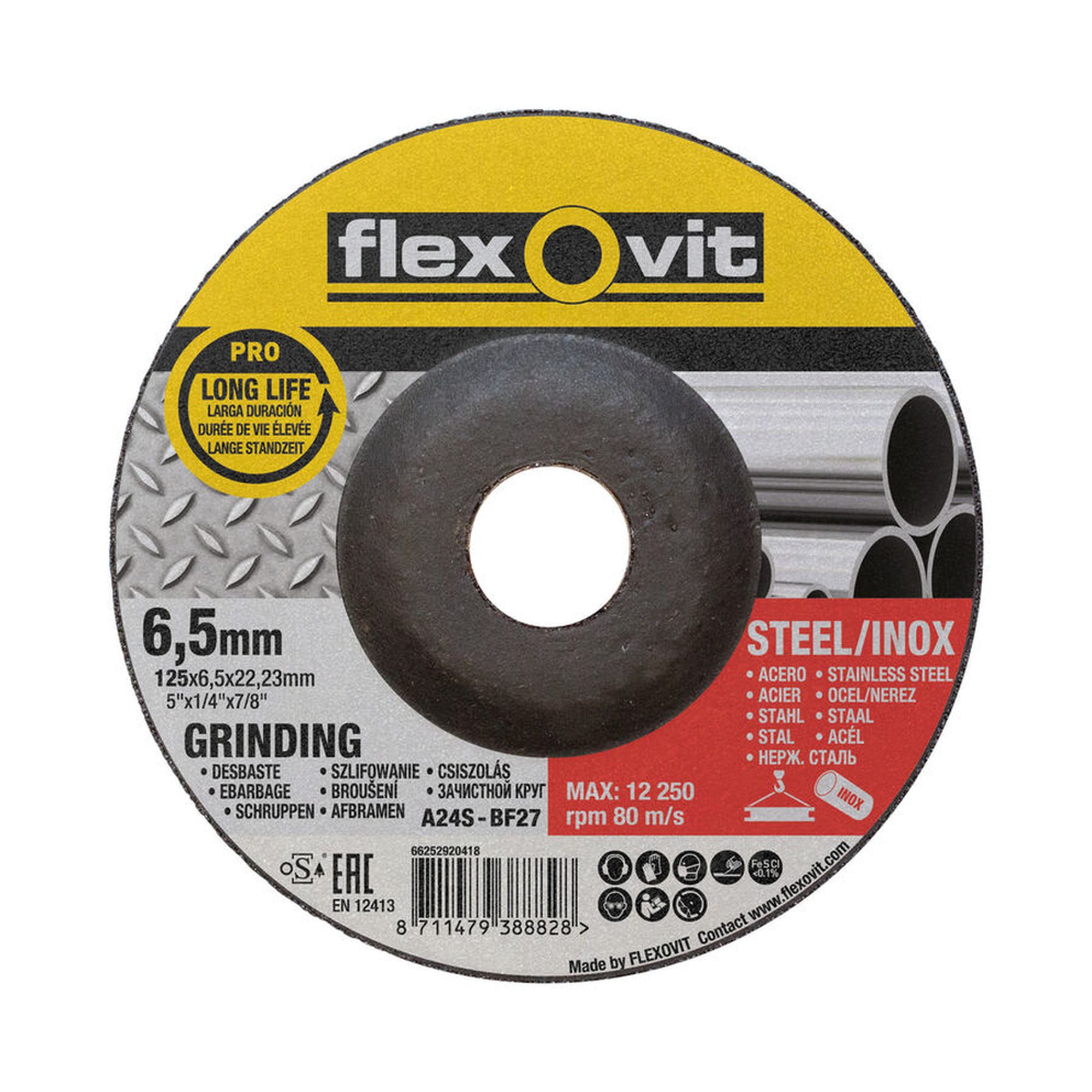 10 x Norton Gekröpfte Schruppscheibe Metall/Inox Flexovit 125x6.5x22.23mm