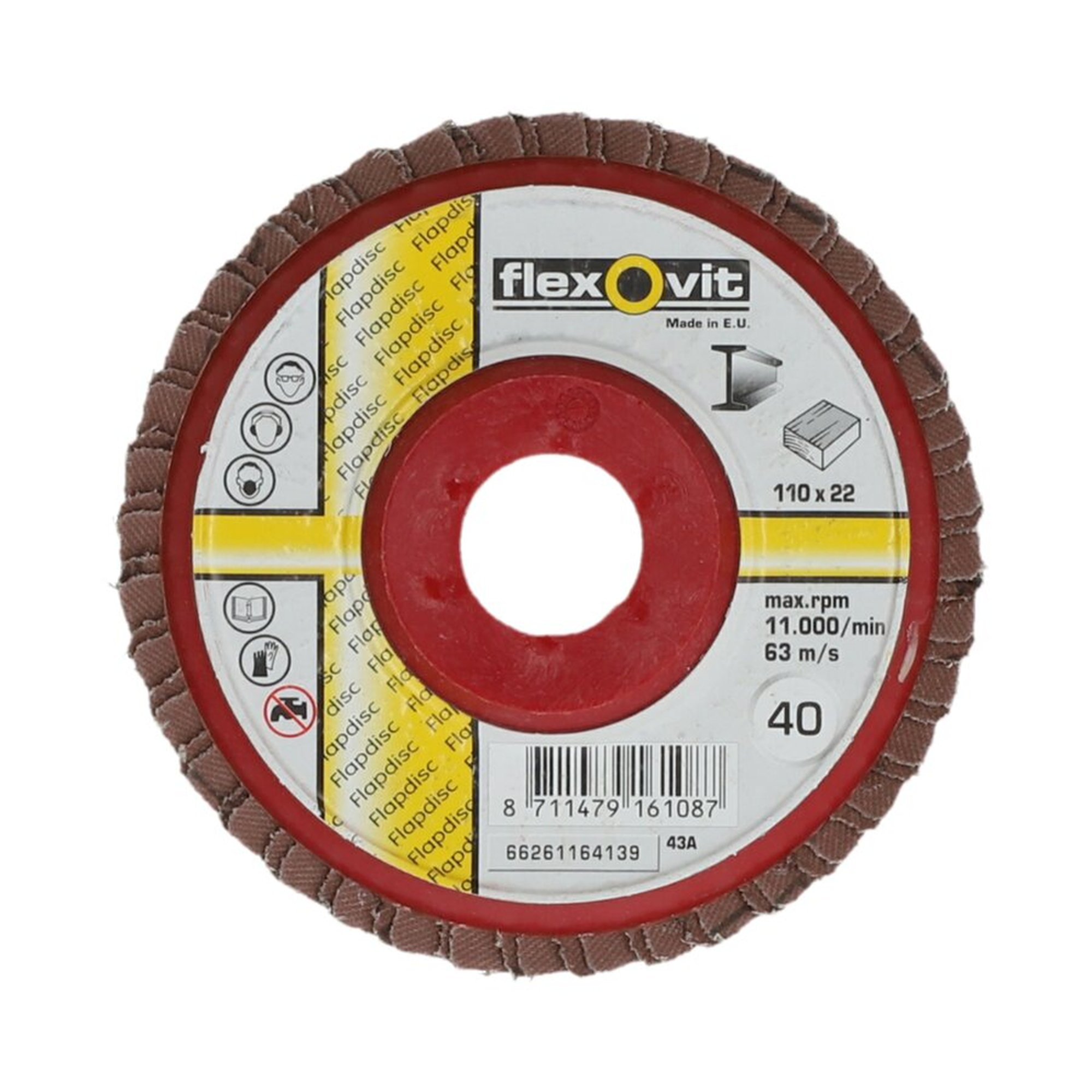 20 x Norton Fächerschleifscheiben 110x22mm K40 Flexovit, Schleifmittel für Profis