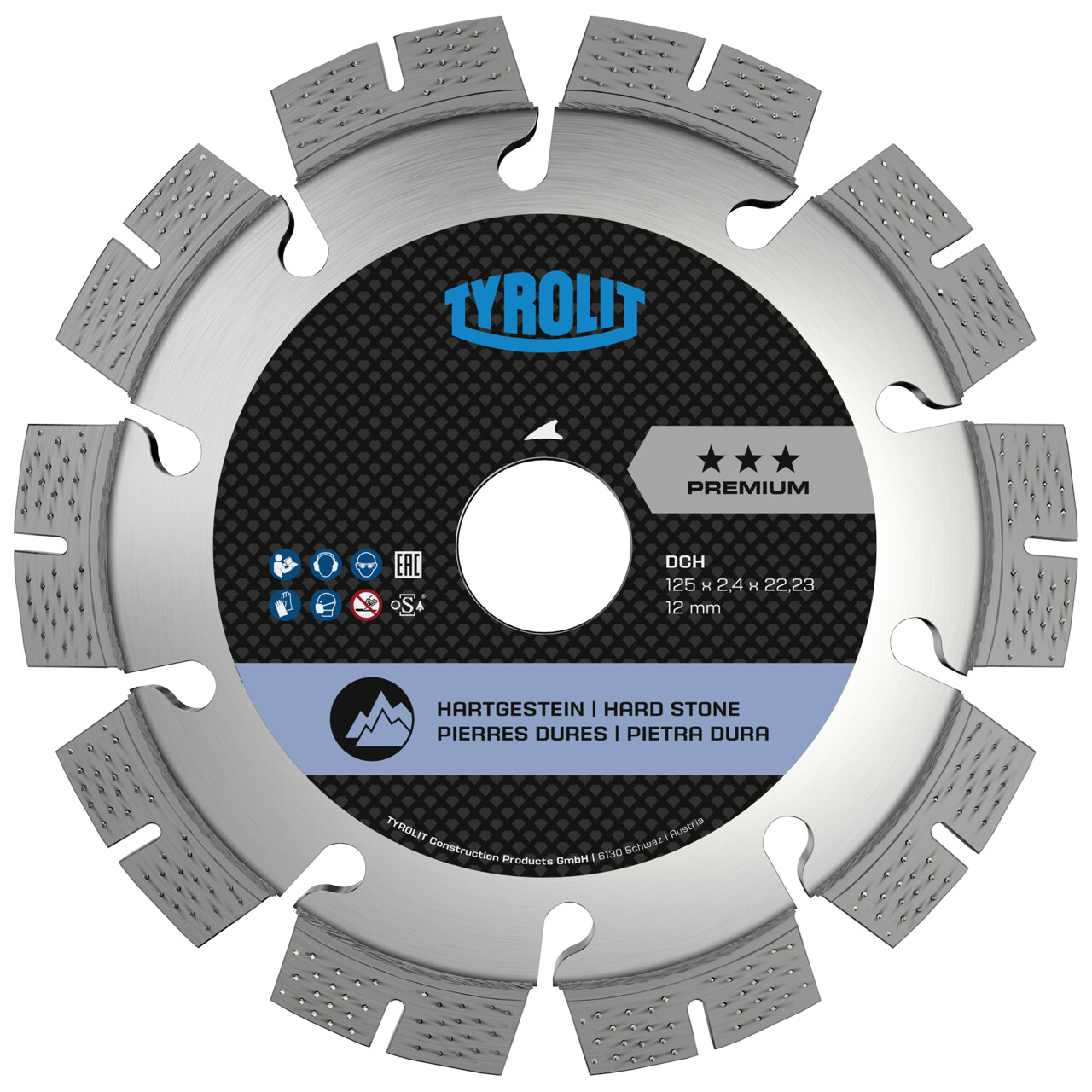Tyrolit DCH Trockenschnitt-Sägeblätter 125x2,4/1,8x22,23 PREMIUM Hartgestein