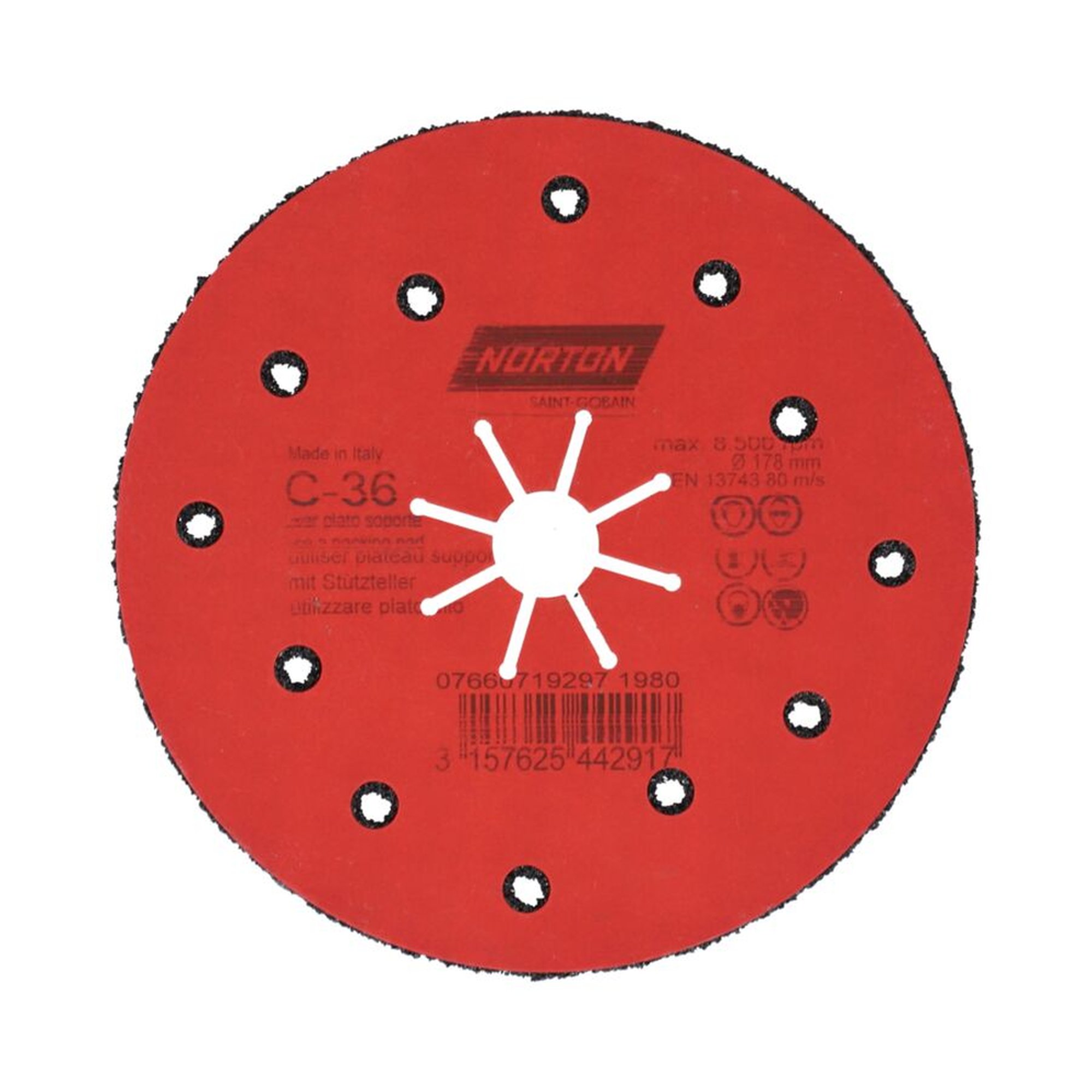 25 x Norton Clipper Schleifscheibe halbflexibel Ø180x22 mm P36, robust und effizient