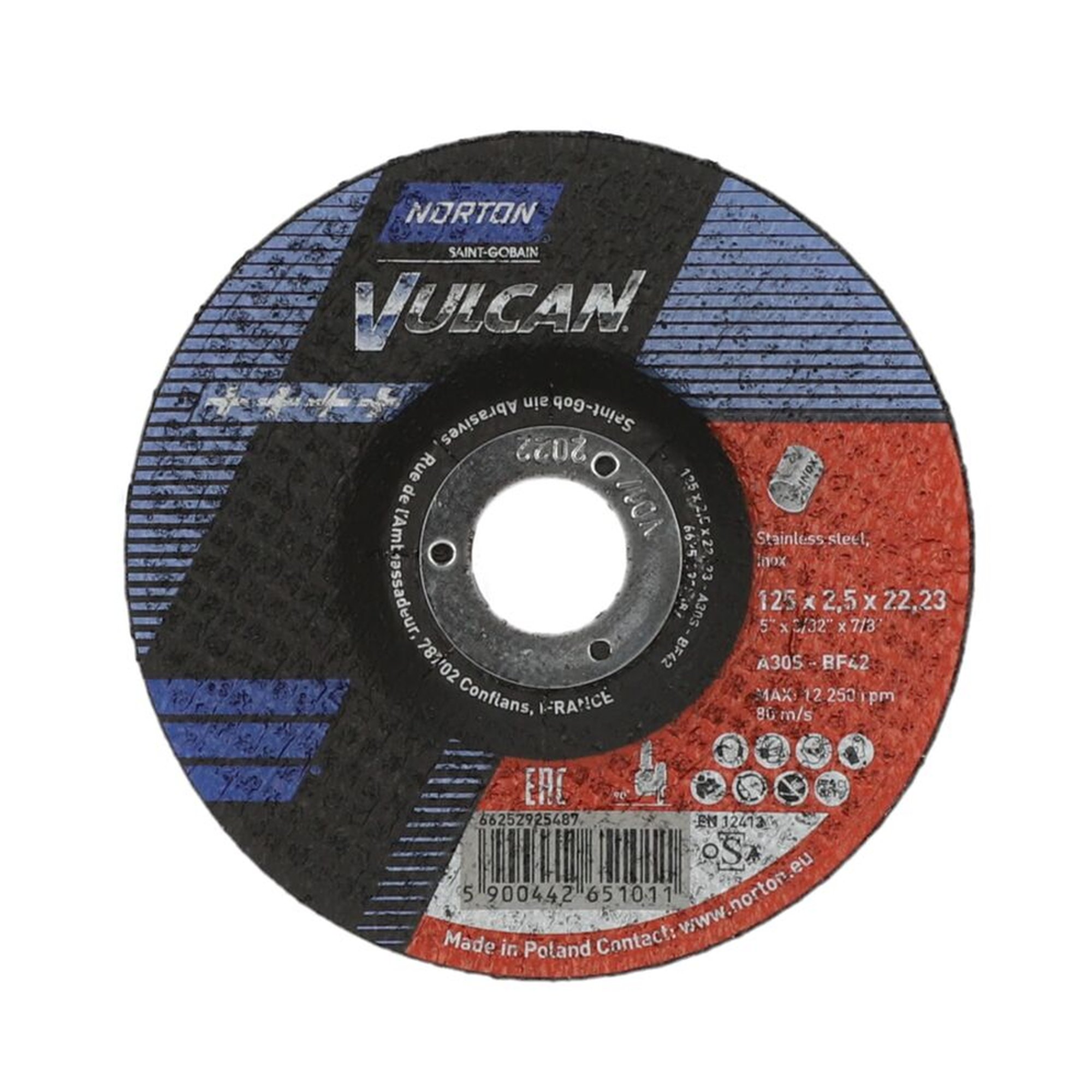 25 x Norton Trennscheibe gekröpft 42 | 125x2,5x22,23 A30S Inox Vulcan für Edelstahl